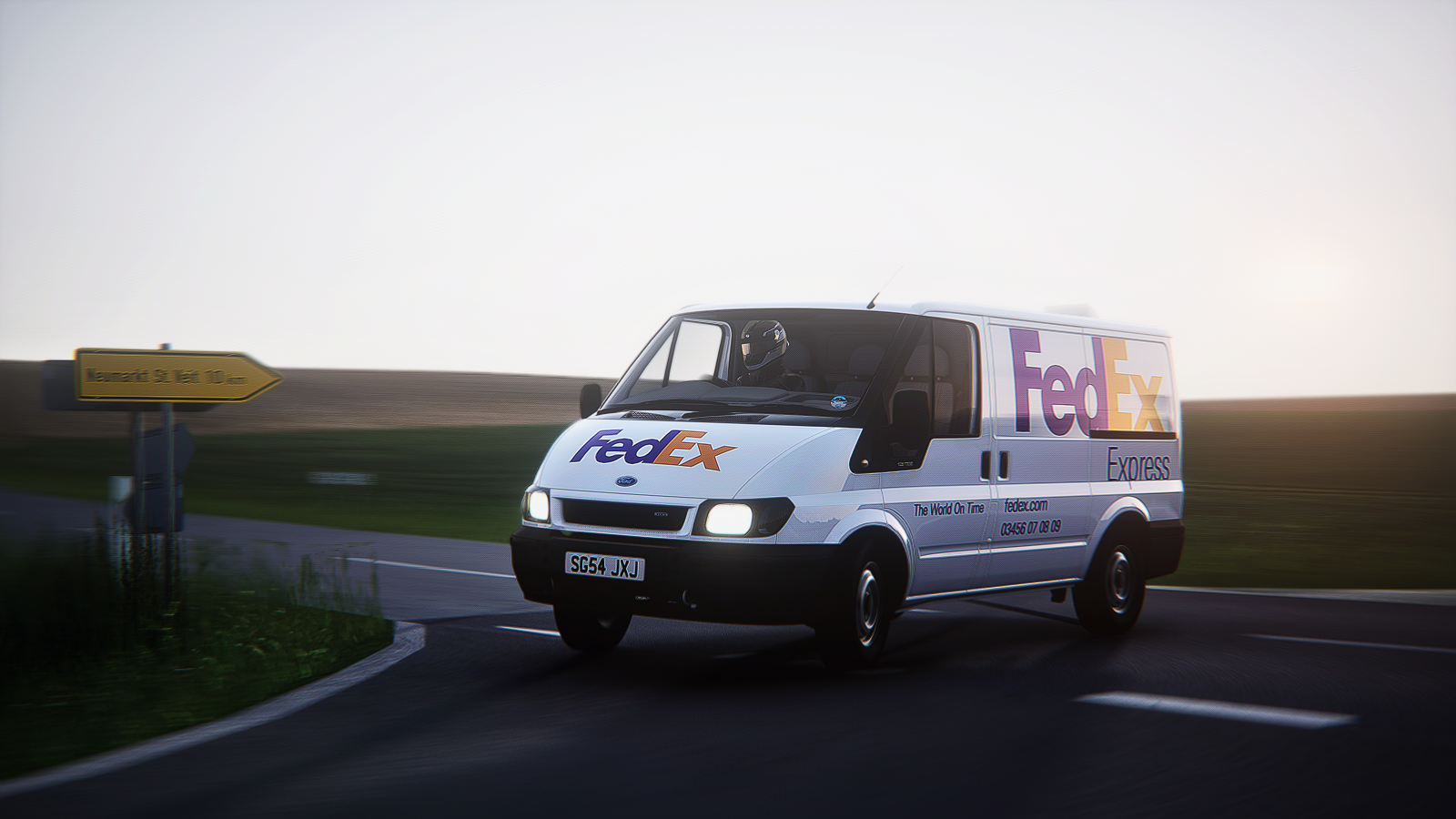 FedEx Ford Transit van on a road HD Wallpaper