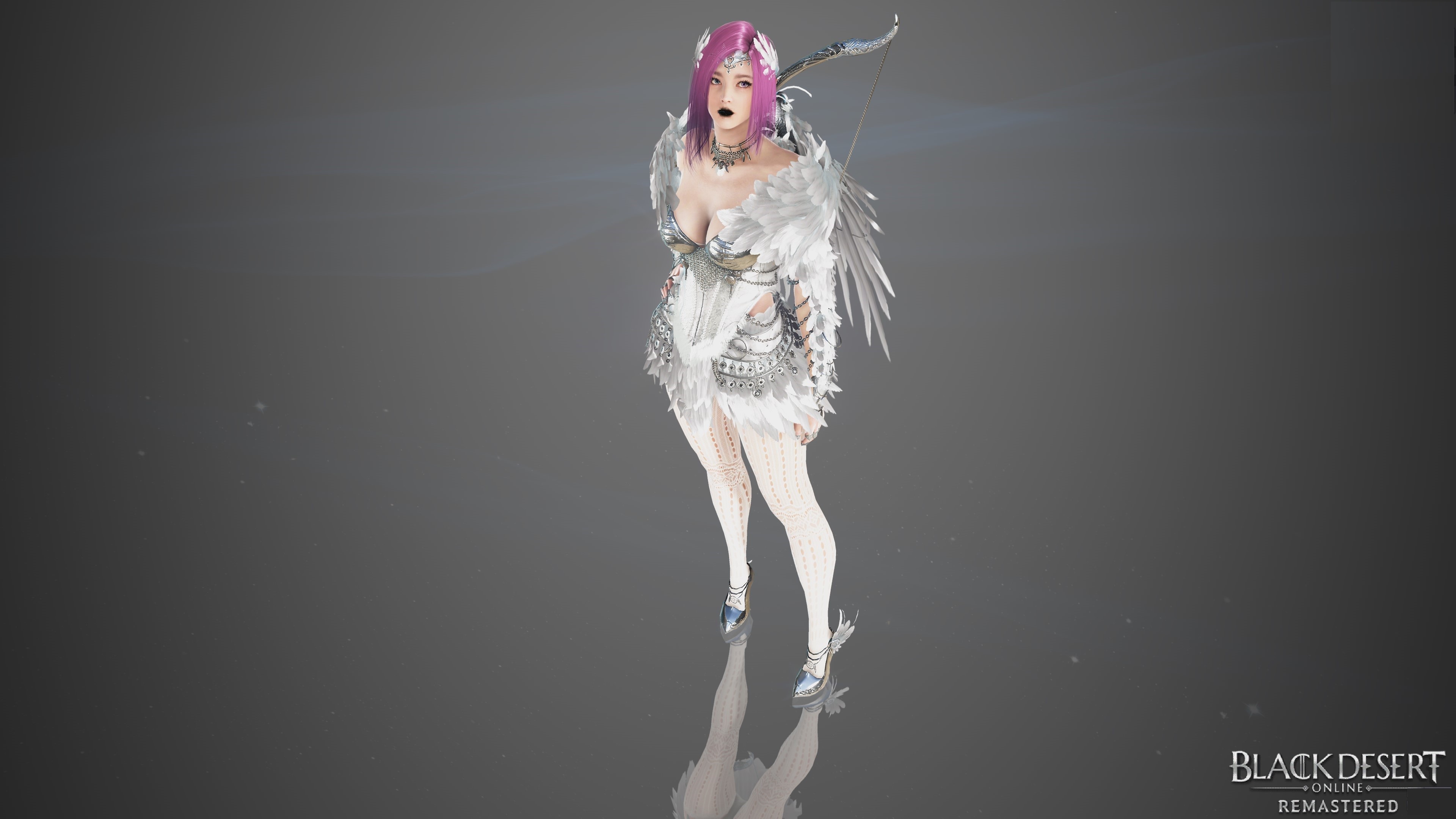Black Desert Online: Female Archer with Pink Hair and Feathers HD Wallpaper