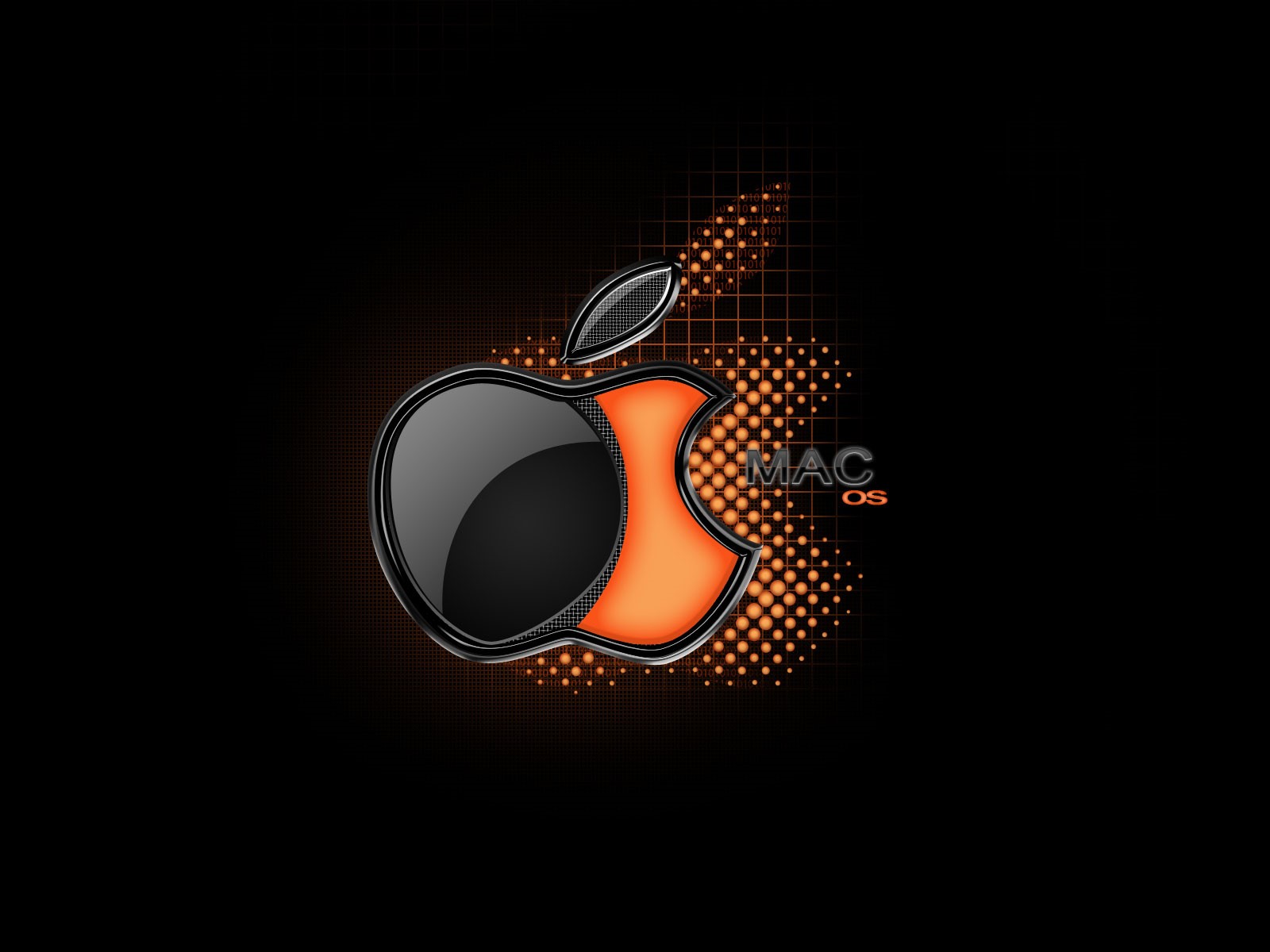 Mac OS Apple logo with orange and black design HD Wallpaper