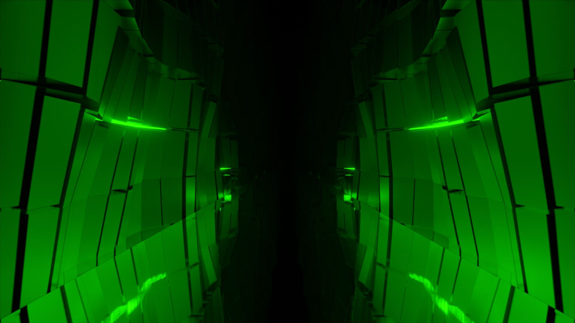 Abstract green tunnel with glowing lights HD Wallpaper