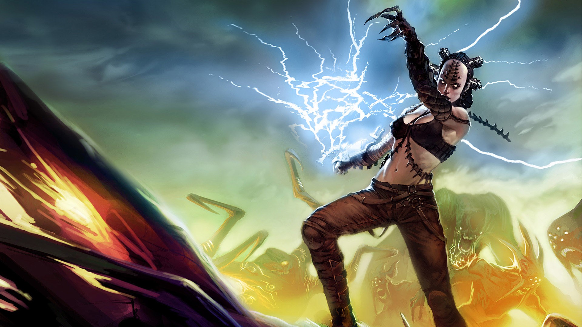 Woman casting lightning in Hellgate HD Wallpaper