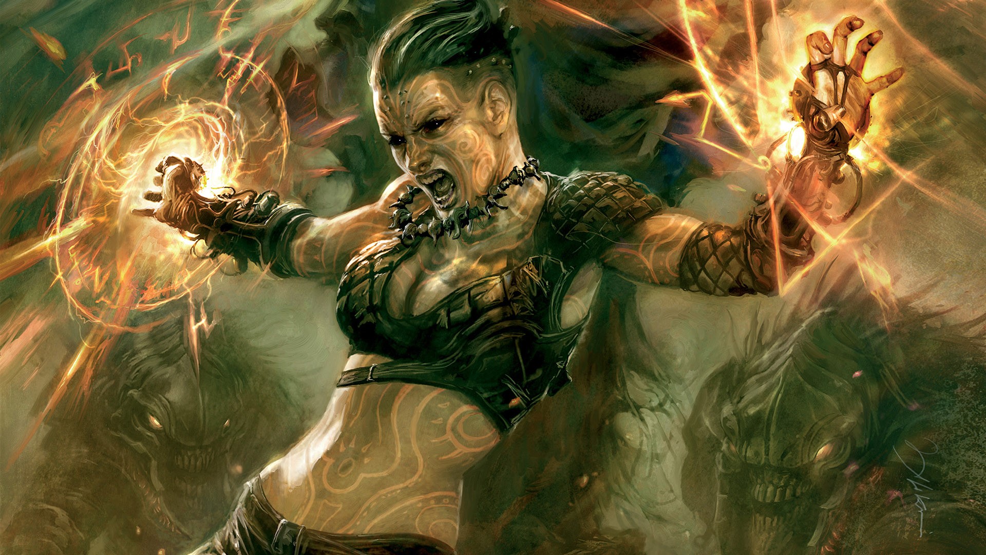 Woman casting magic in Hellgate: London HD Wallpaper