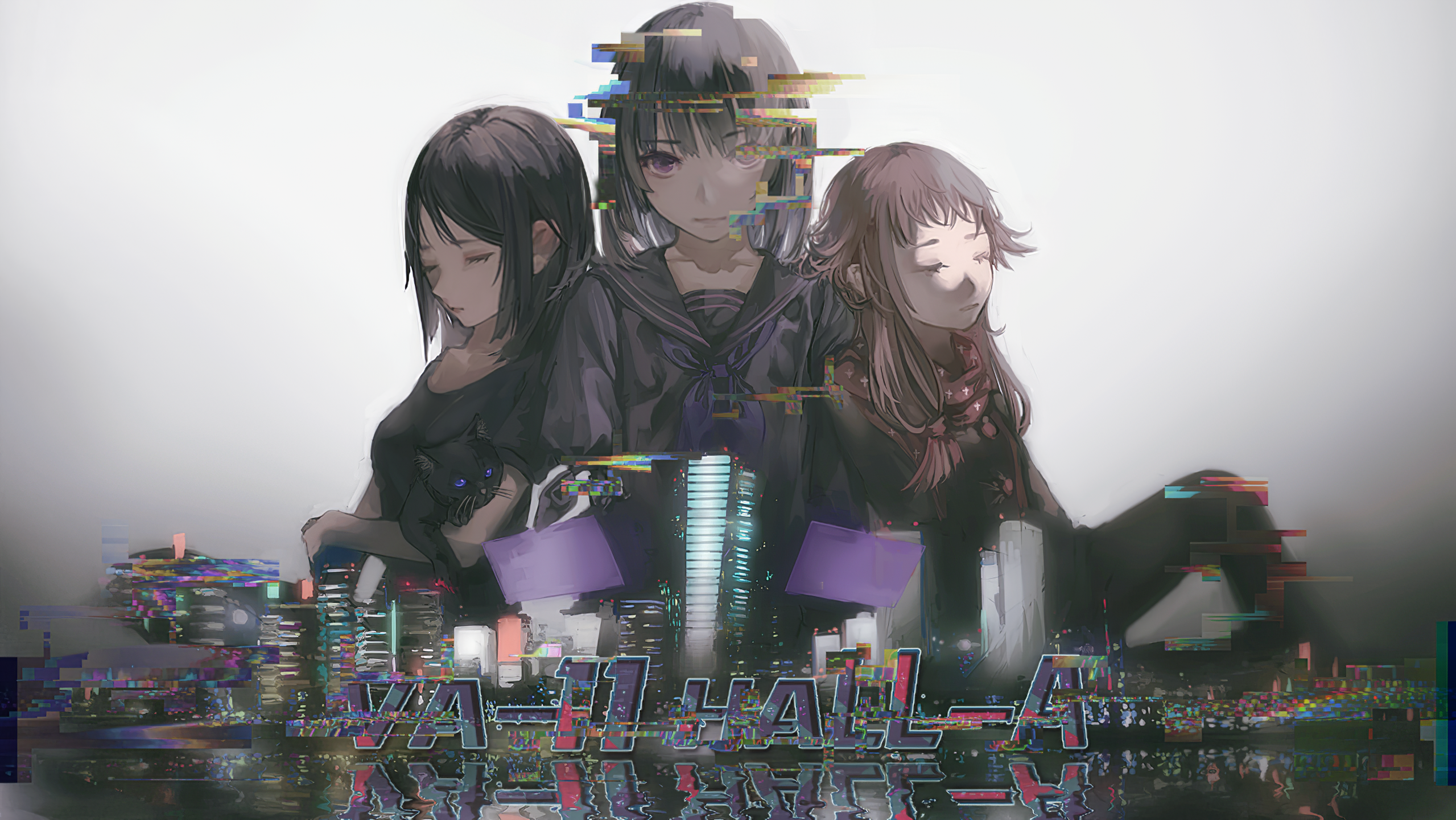 VA-11 Hall-A: Anime characters and city HD Wallpaper