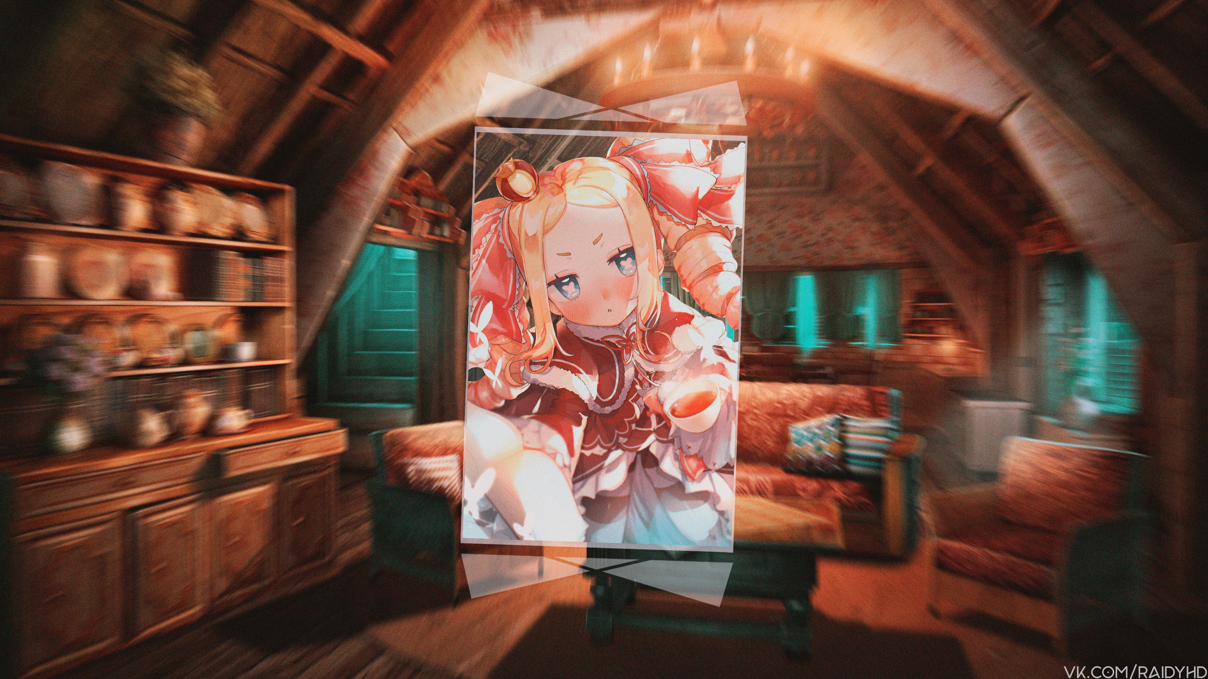 4K Beatrice from Re:Zero holding a cup HD Wallpaper