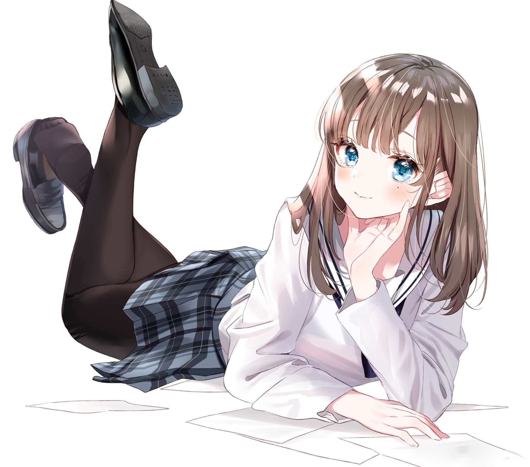 Misumi in School Uniform Lying Down HD Wallpaper