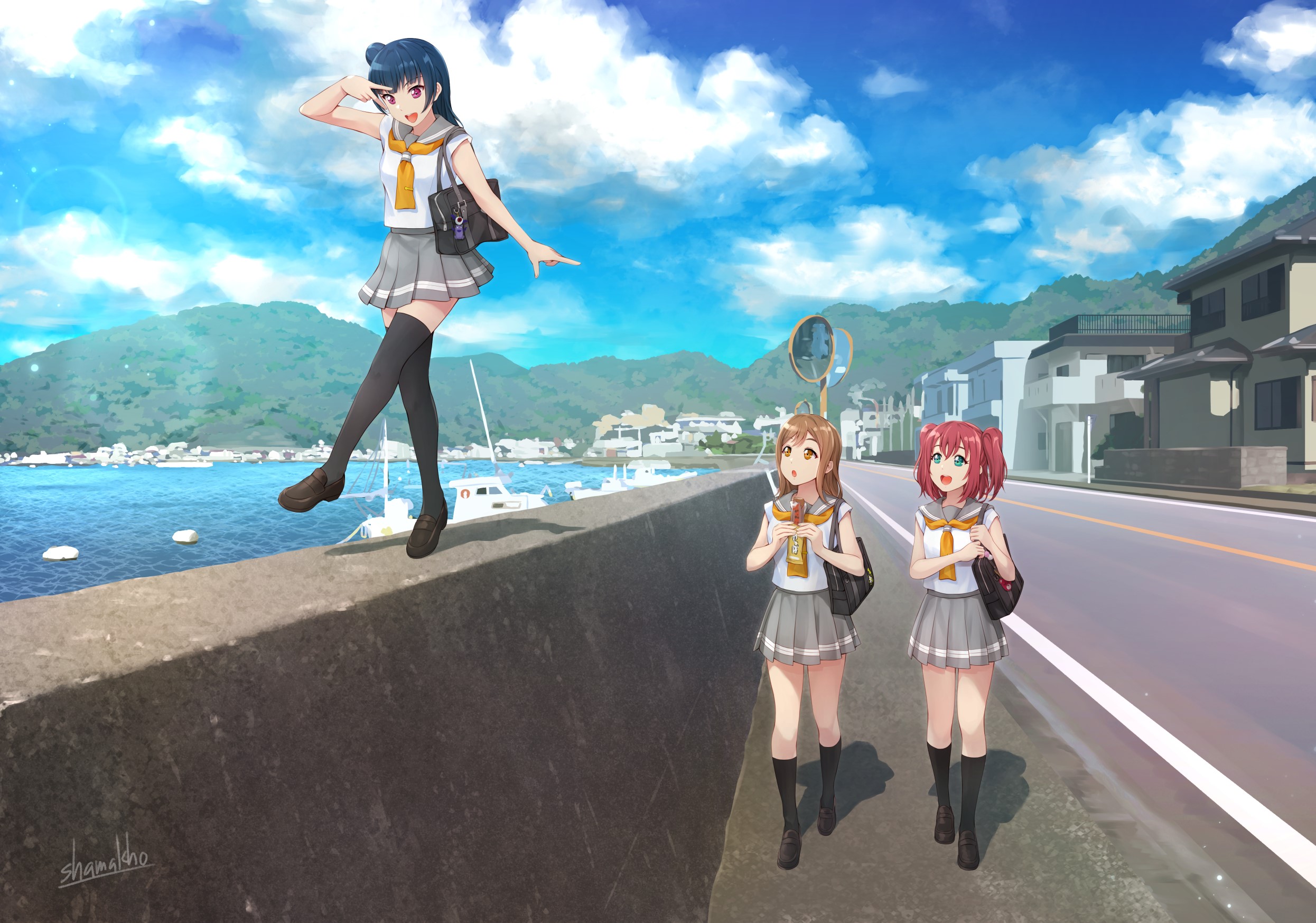 Tsushima Yoshiko, Kurosawa Ruby, and Kunikida Hanamaru from Love Live! Sunshine HD Wallpaper