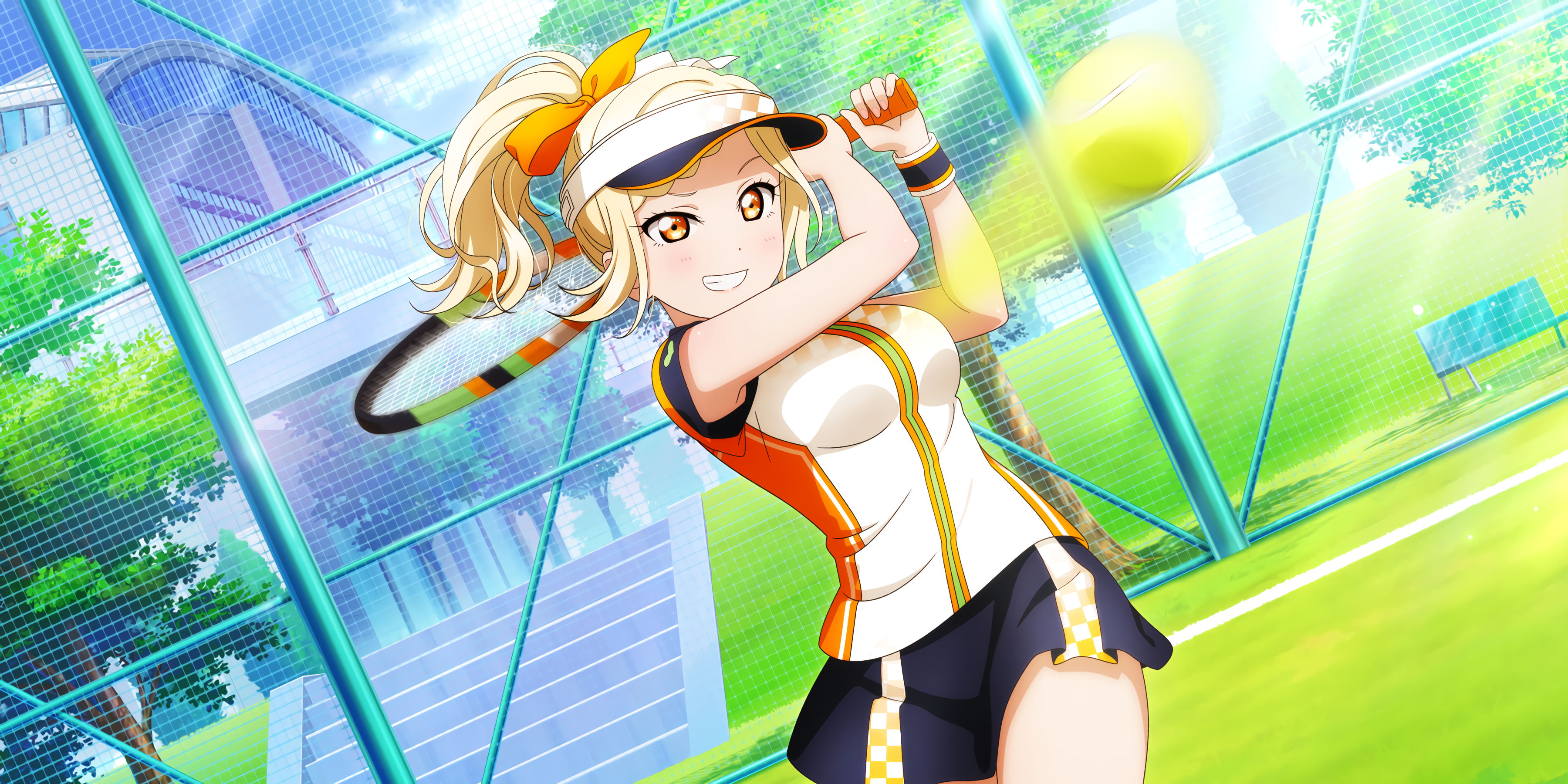 Miyashita Ai from Love Live! Sunshine playing tennis HD Wallpaper