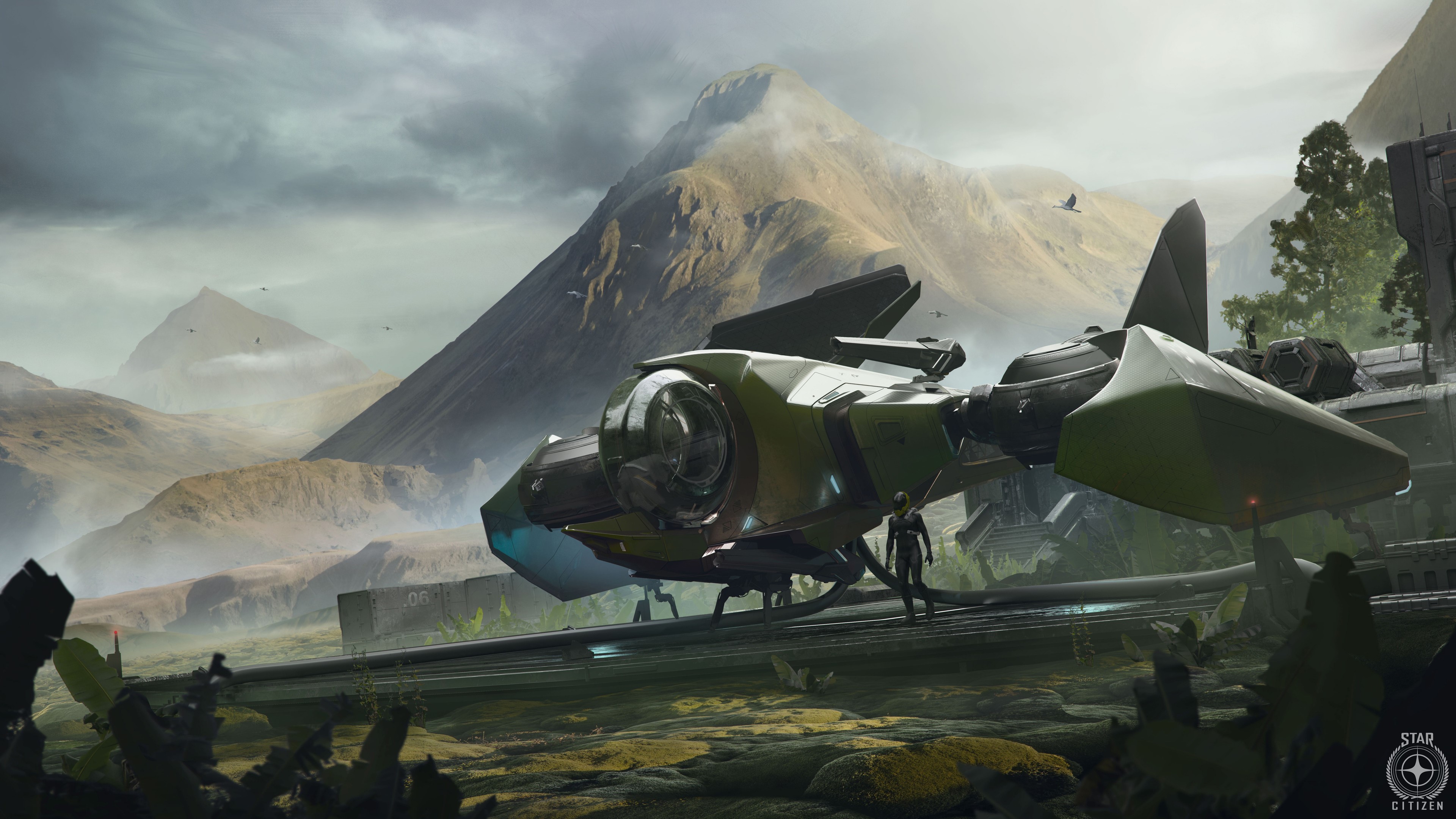 Star Citizen artwork featuring a vehicle on SanTok Yai HD Wallpaper