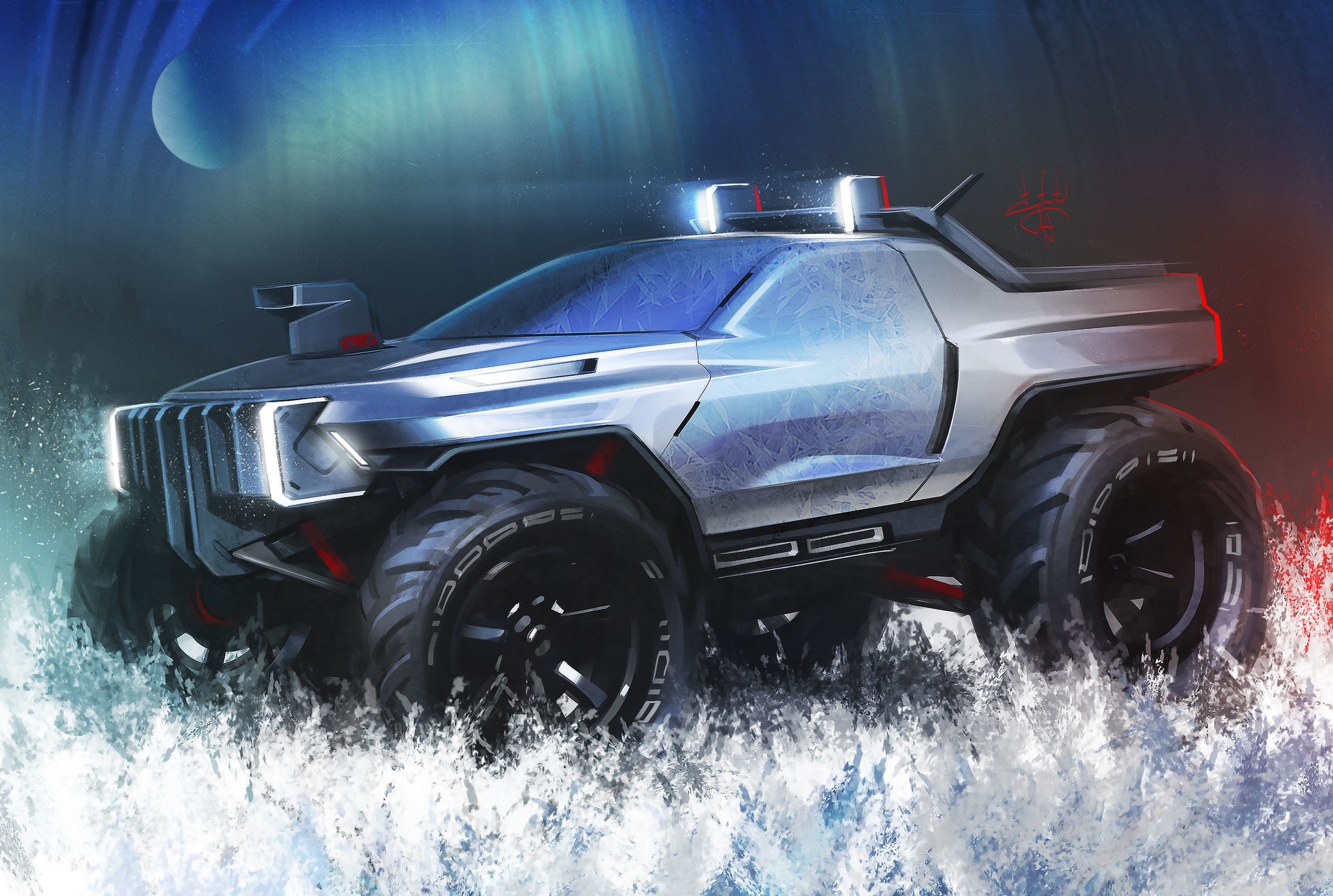 Concept truck artwork by Aleksandr Sidelnikov HD Wallpaper