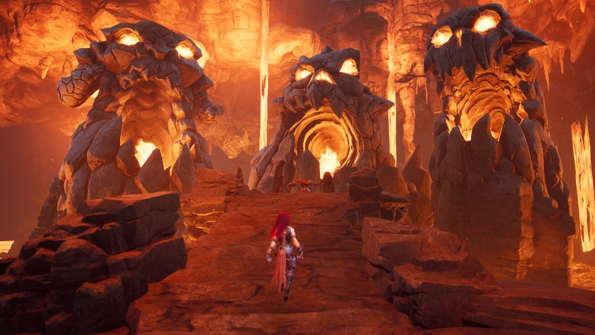 Fury from Darksiders 3 in a fiery cave HD Wallpaper