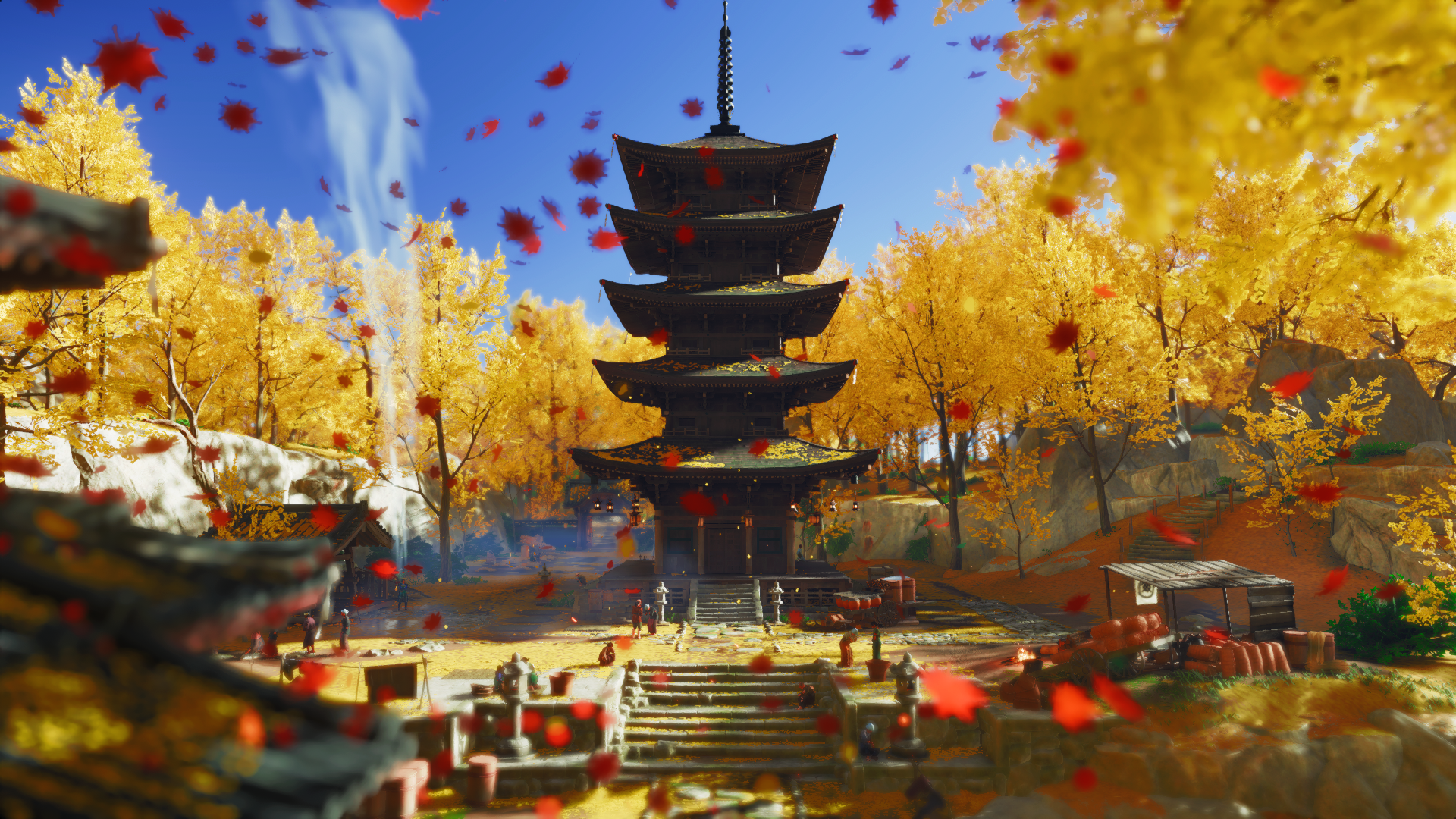 Ghost of Tsushima pagoda in autumn HD Wallpaper