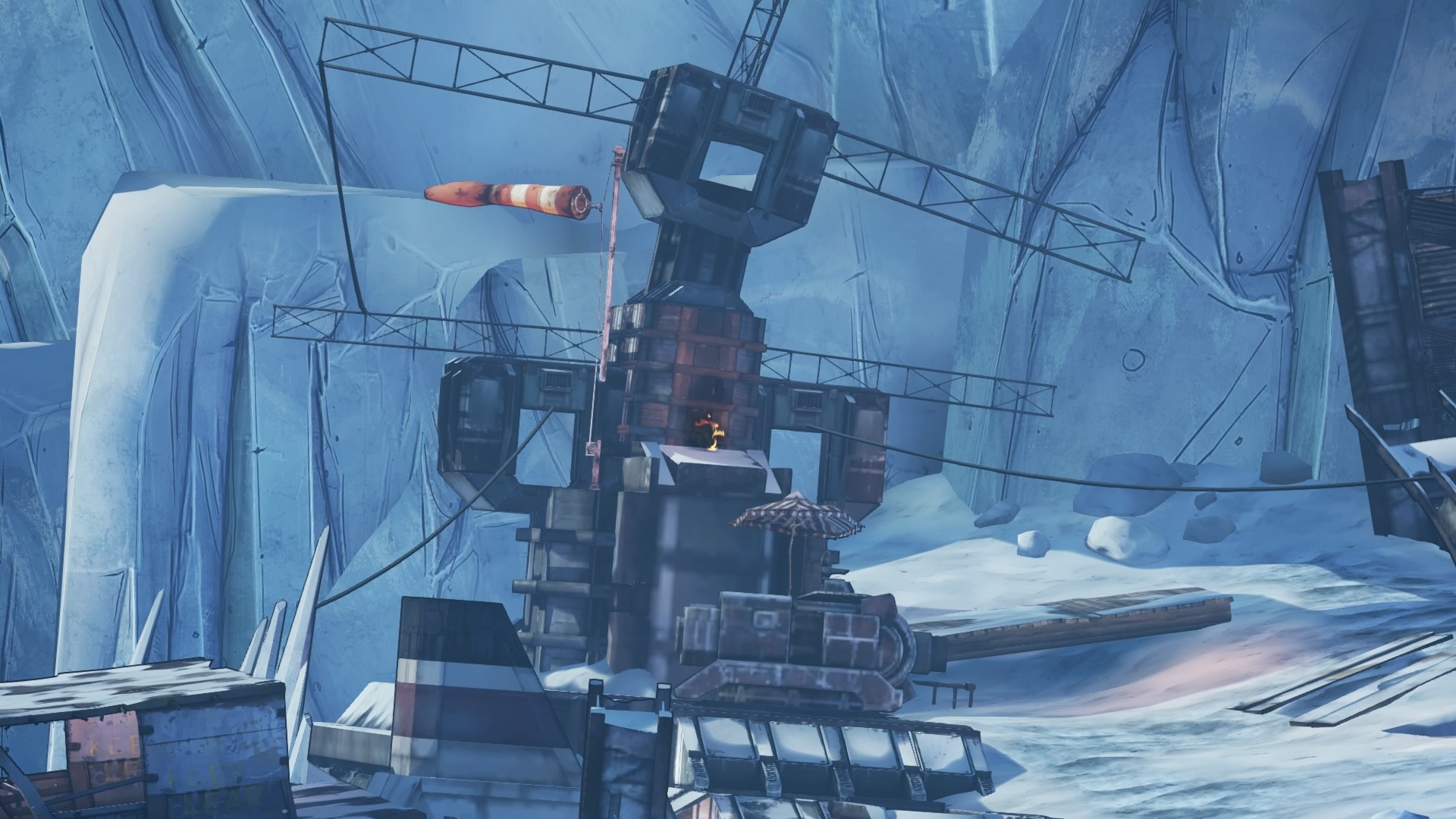 Borderlands 2 Windmill in Snowy Environment HD Wallpaper