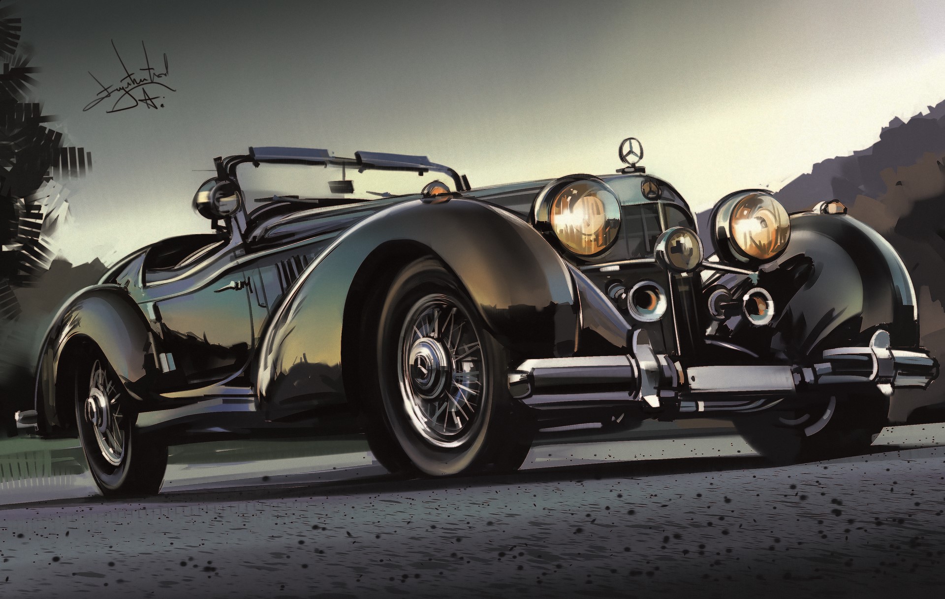 1936 Mercedes-Benz 500K Cabriolet by Aleksandr Sidelnikov HD Wallpaper