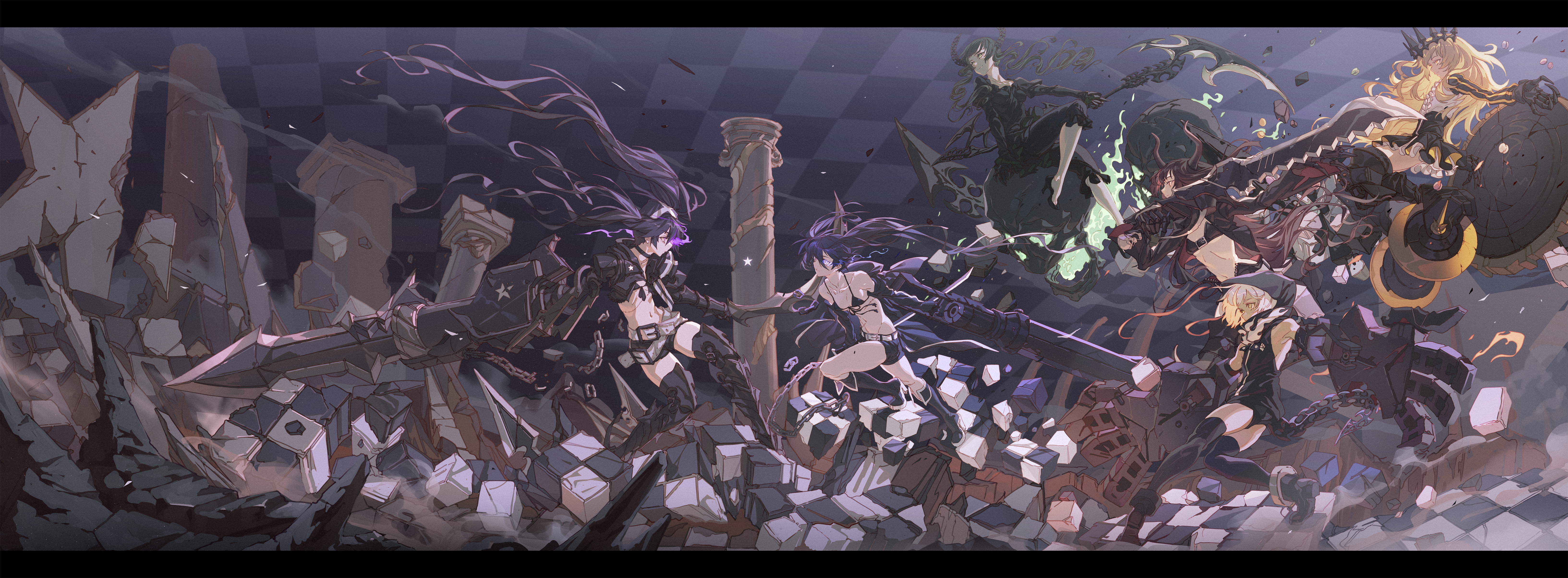 4K Black Rock Shooter characters in battle HD Wallpaper