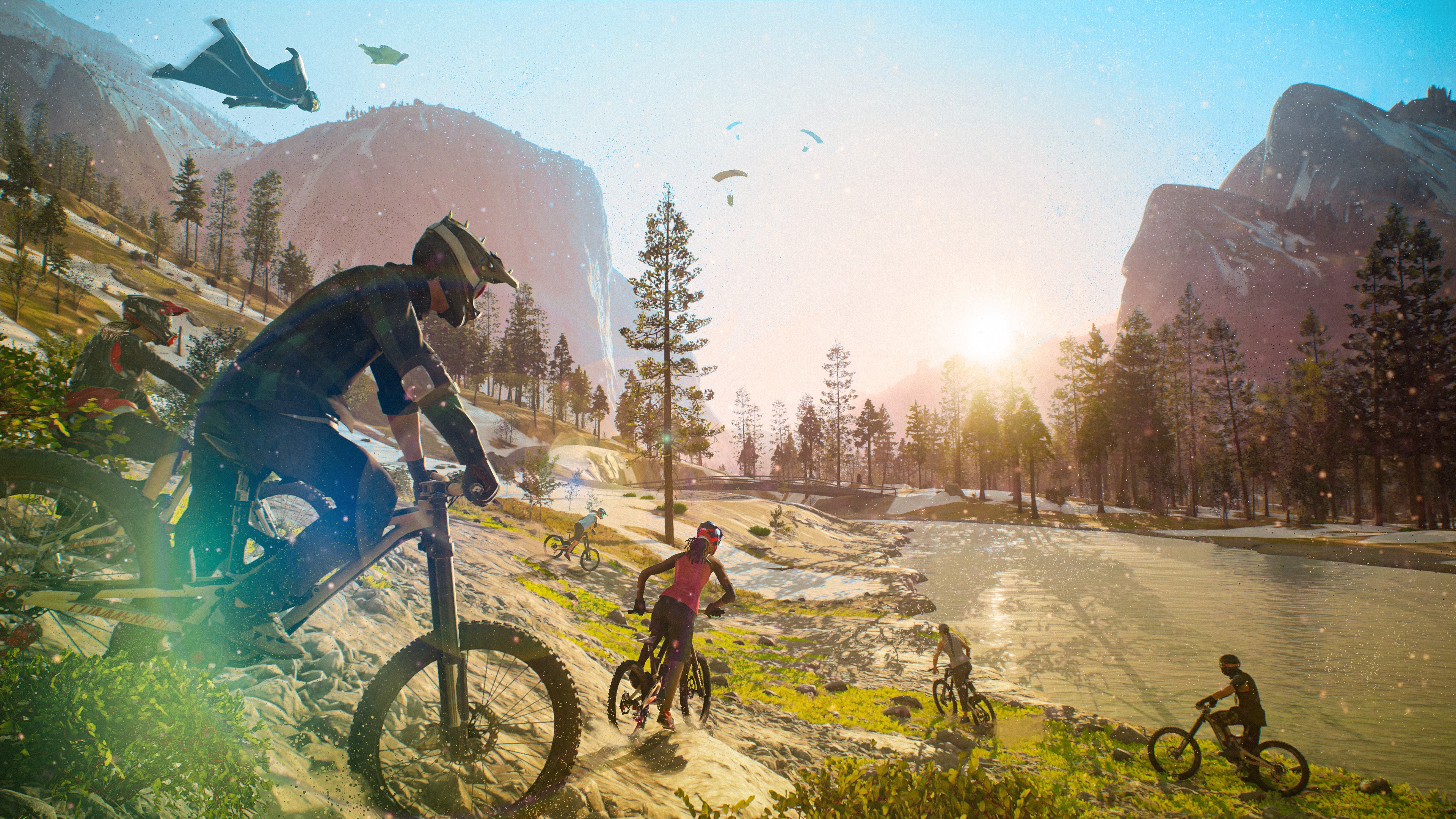 4K Riders Republic Mountain Biking and Wingsuit Flying HD Wallpaper