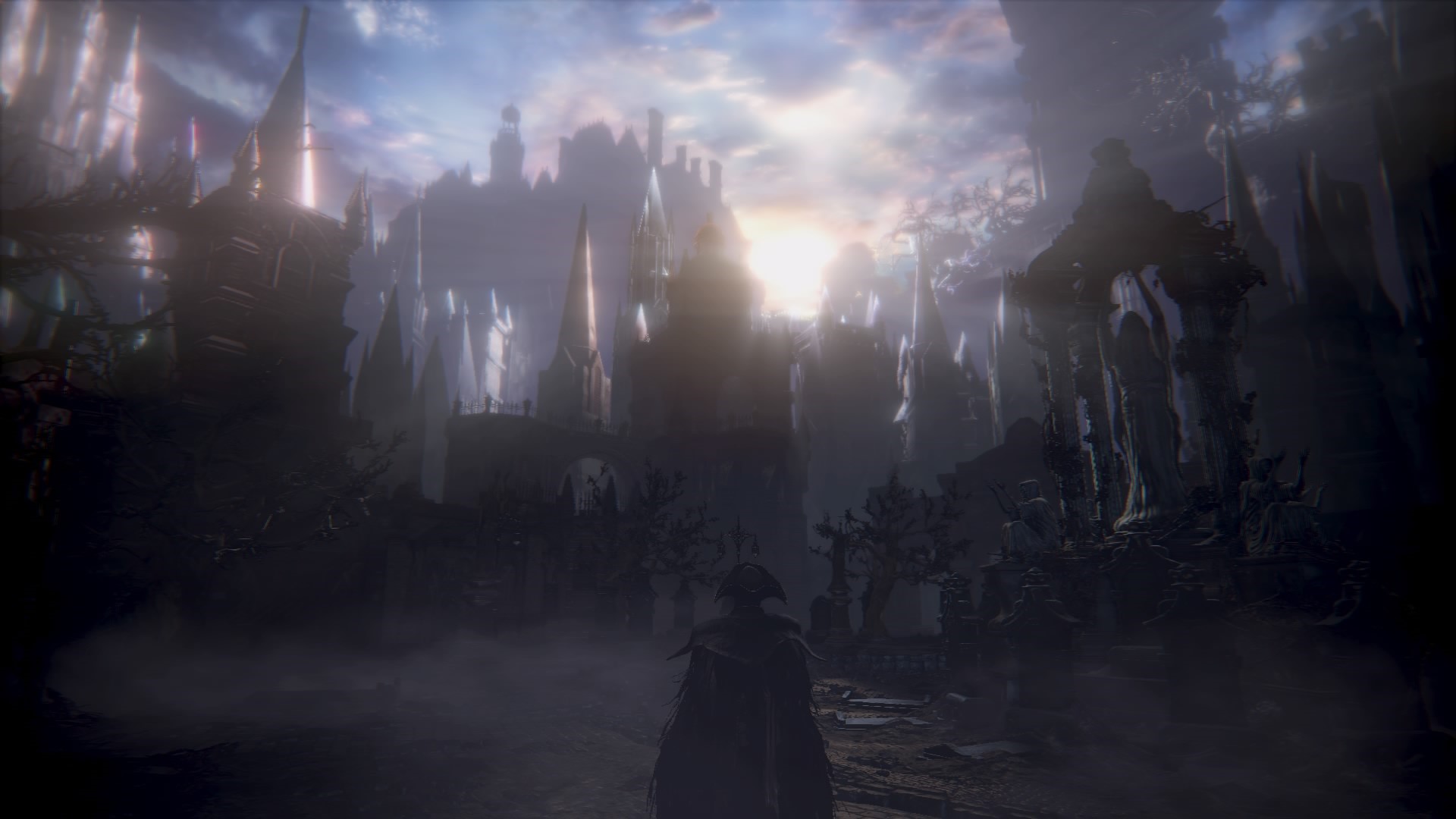 Bloodborne video game environment with gothic architecture HD Wallpaper