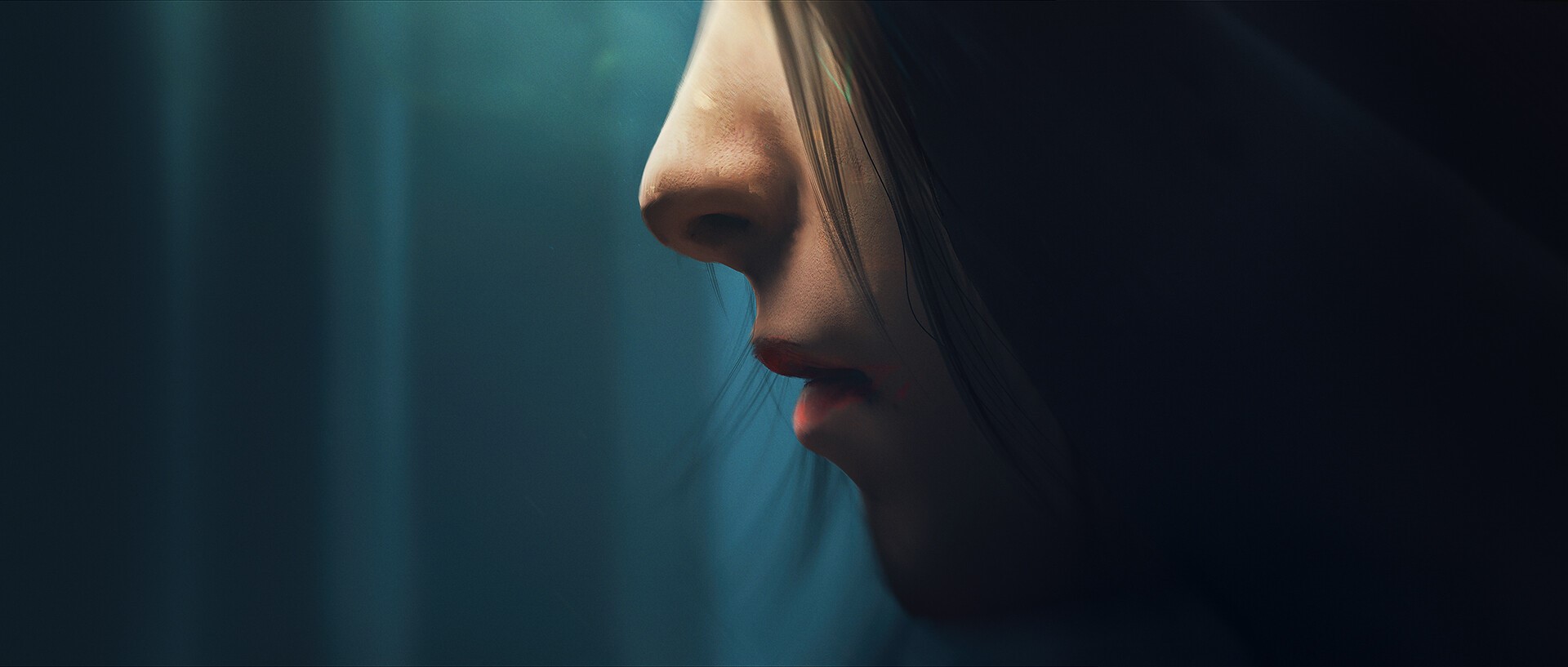 Digital painting of a woman's face in profile HD Wallpaper