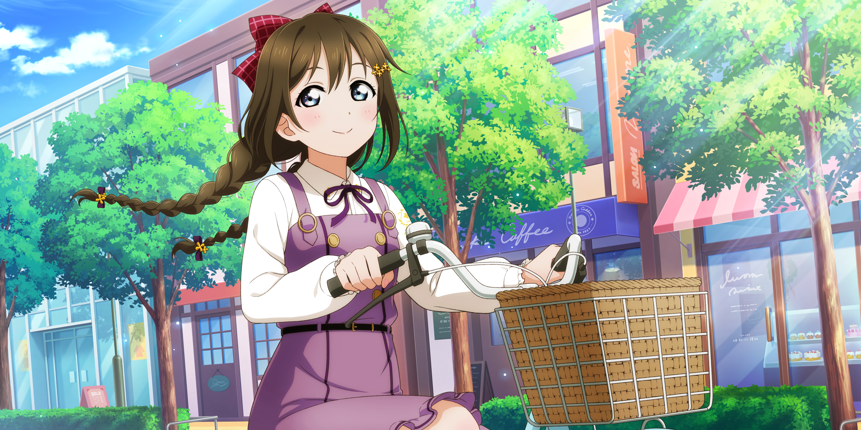 Shizuku Osaka from Love Live! Sunshine riding a bicycle HD Wallpaper