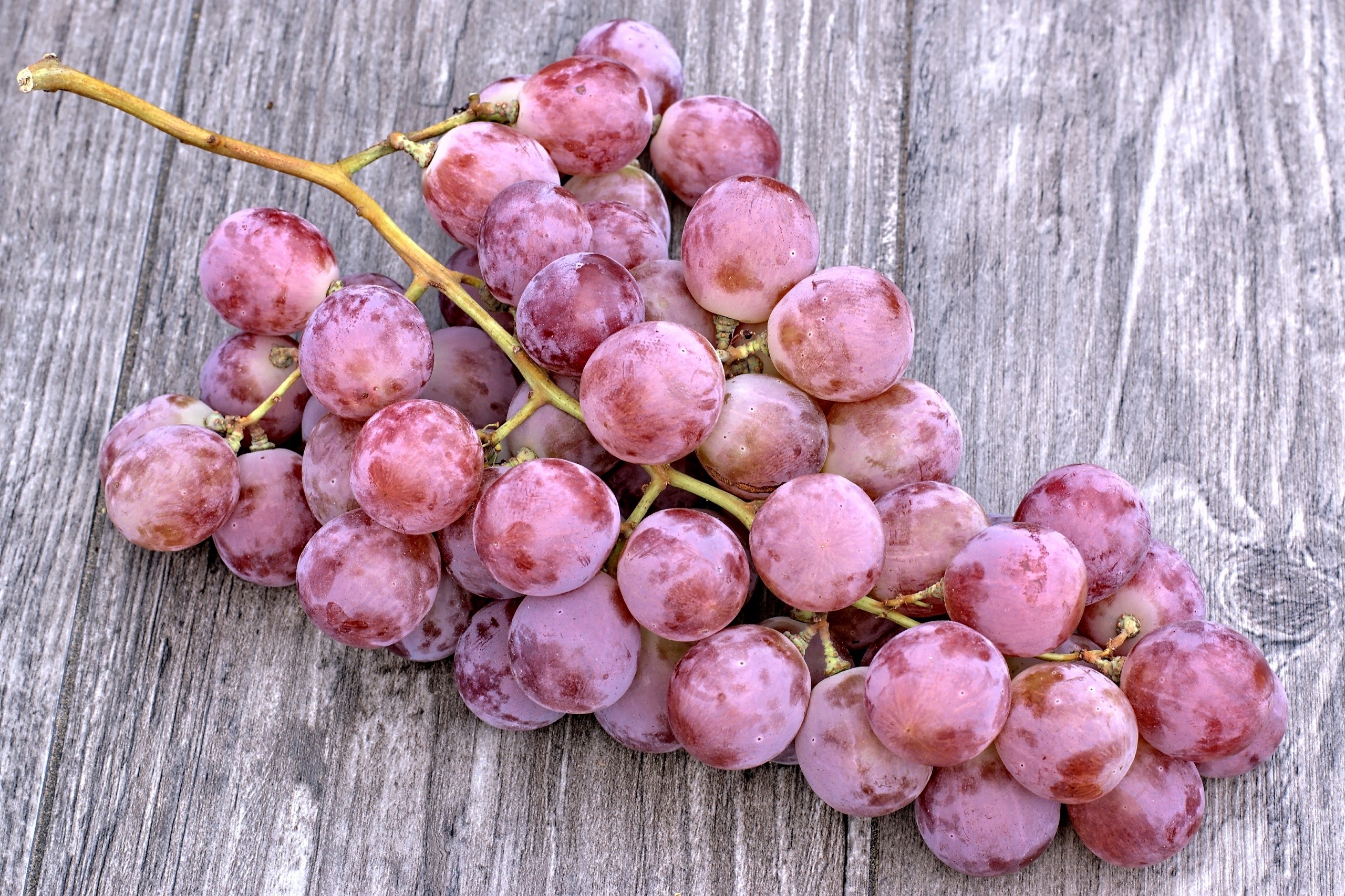 Red grapes on a wooden surface HD Wallpaper