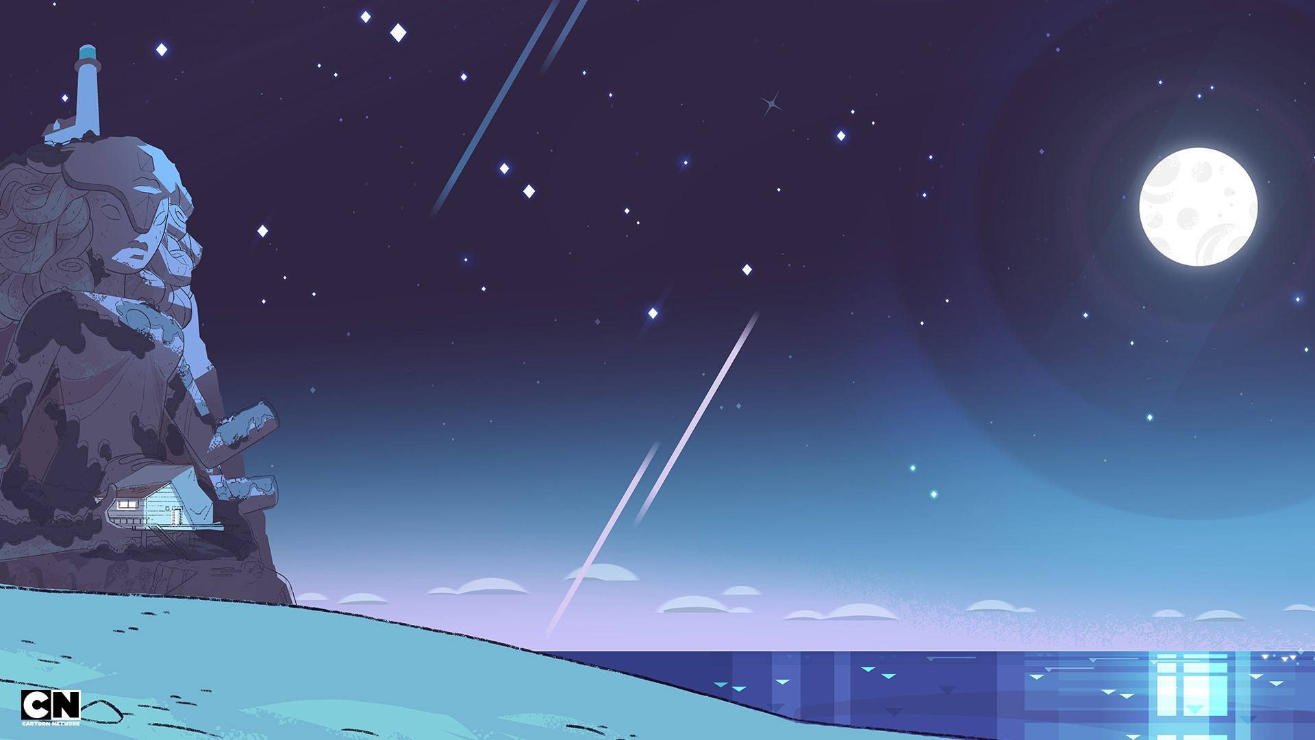 Steven Universe at night with moon and stars HD Wallpaper
