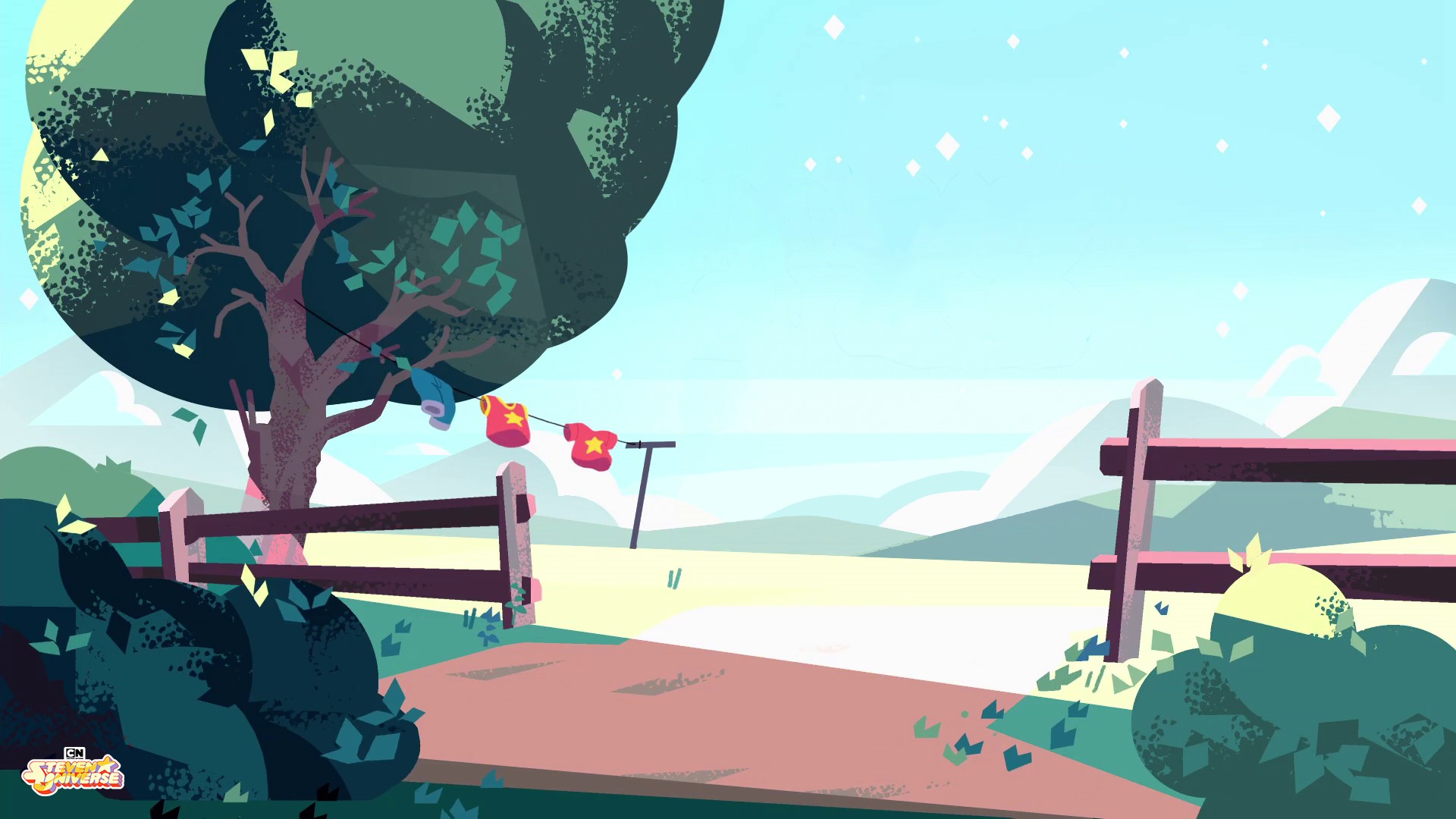 Steven Universe landscape with laundry on a line HD Wallpaper