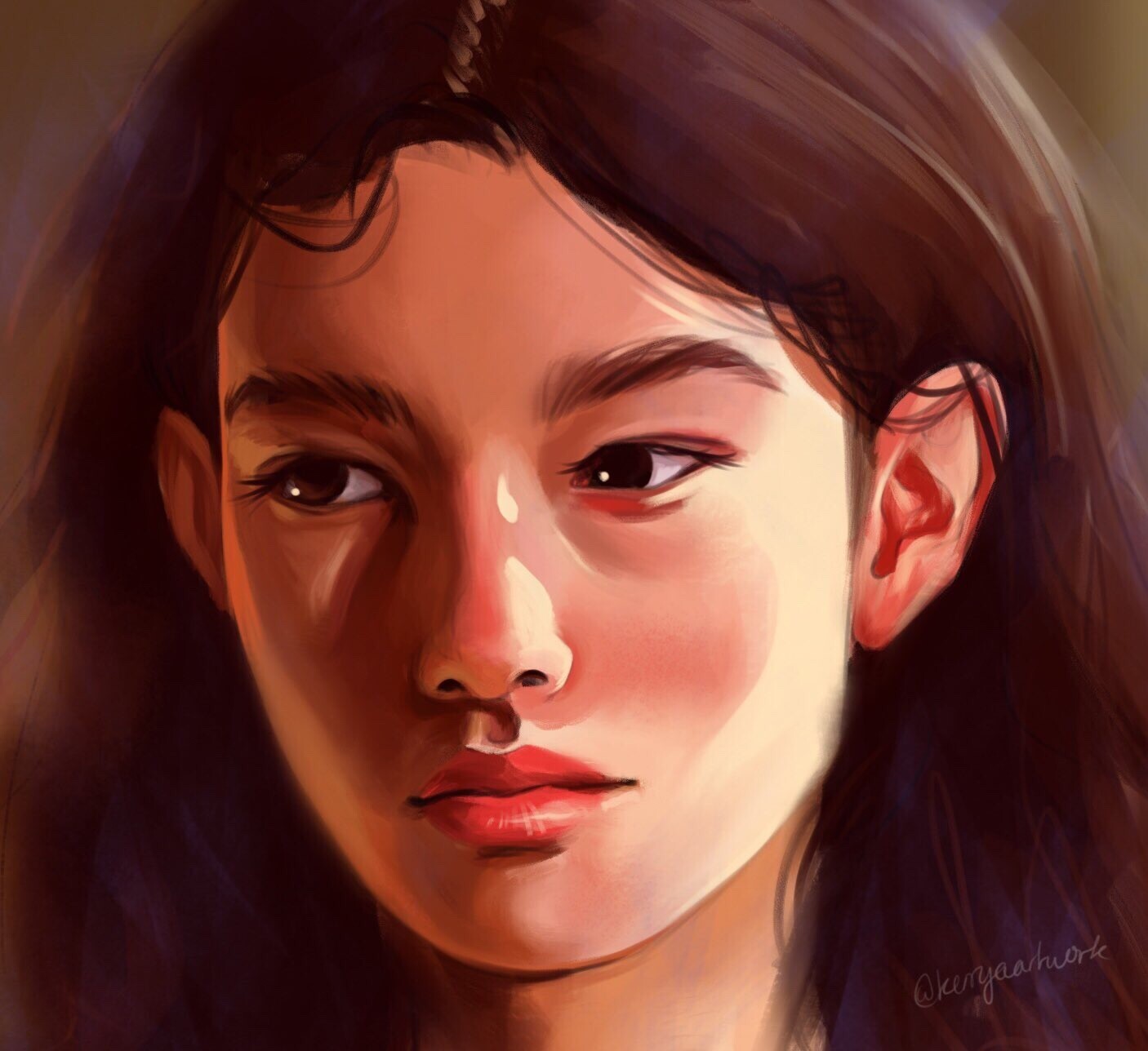Artwork of an Asian woman's face HD Wallpaper