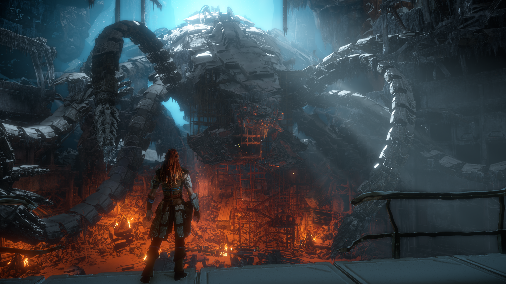 Aloy from Horizon Zero Dawn in a ruined structure HD Wallpaper