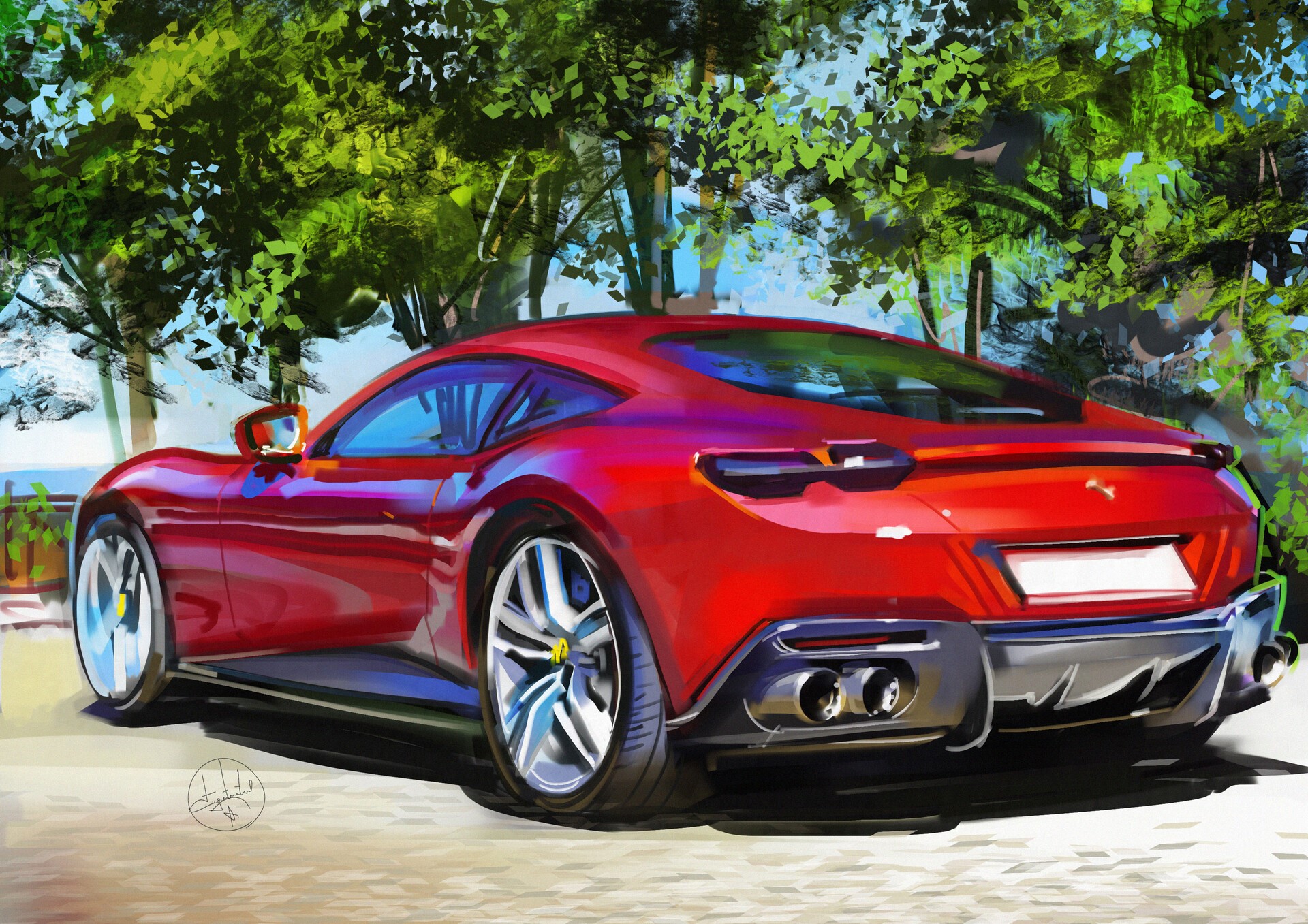 Ferrari Roma sports car by Aleksandr Sidelnikov HD Wallpaper