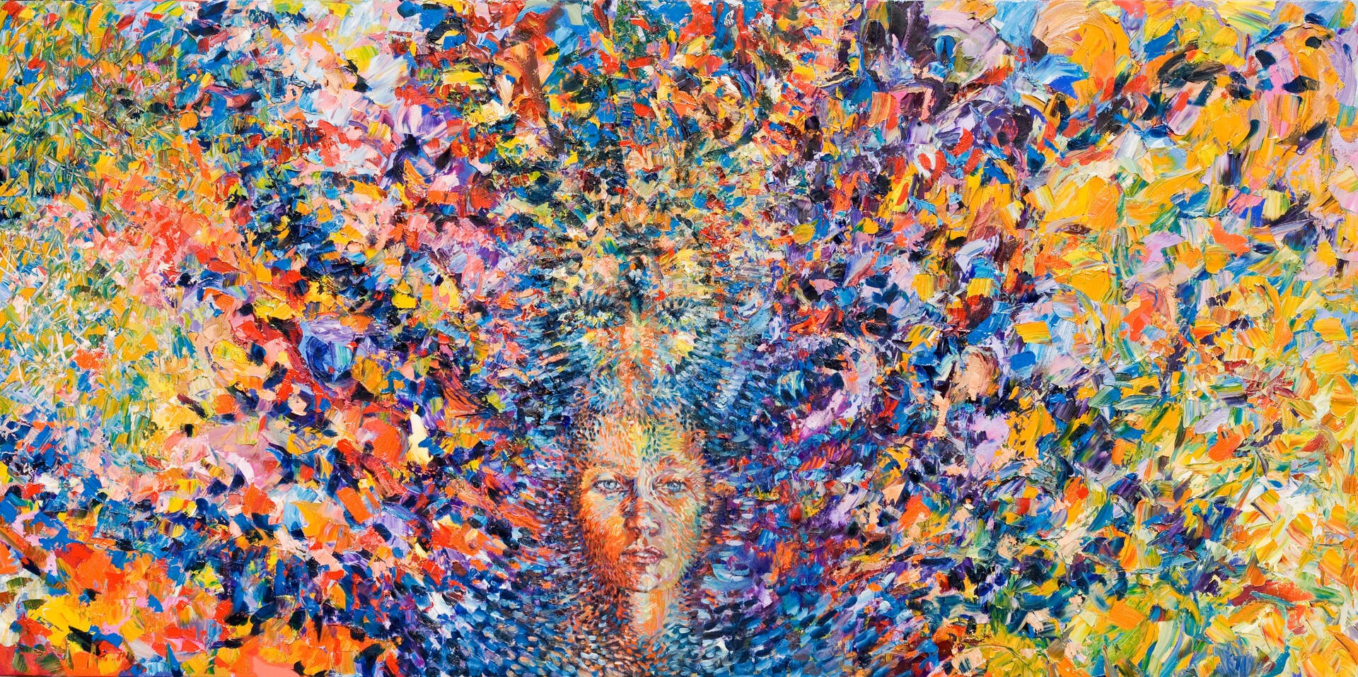 Abstract portrait of a woman with colorful explosion HD Wallpaper