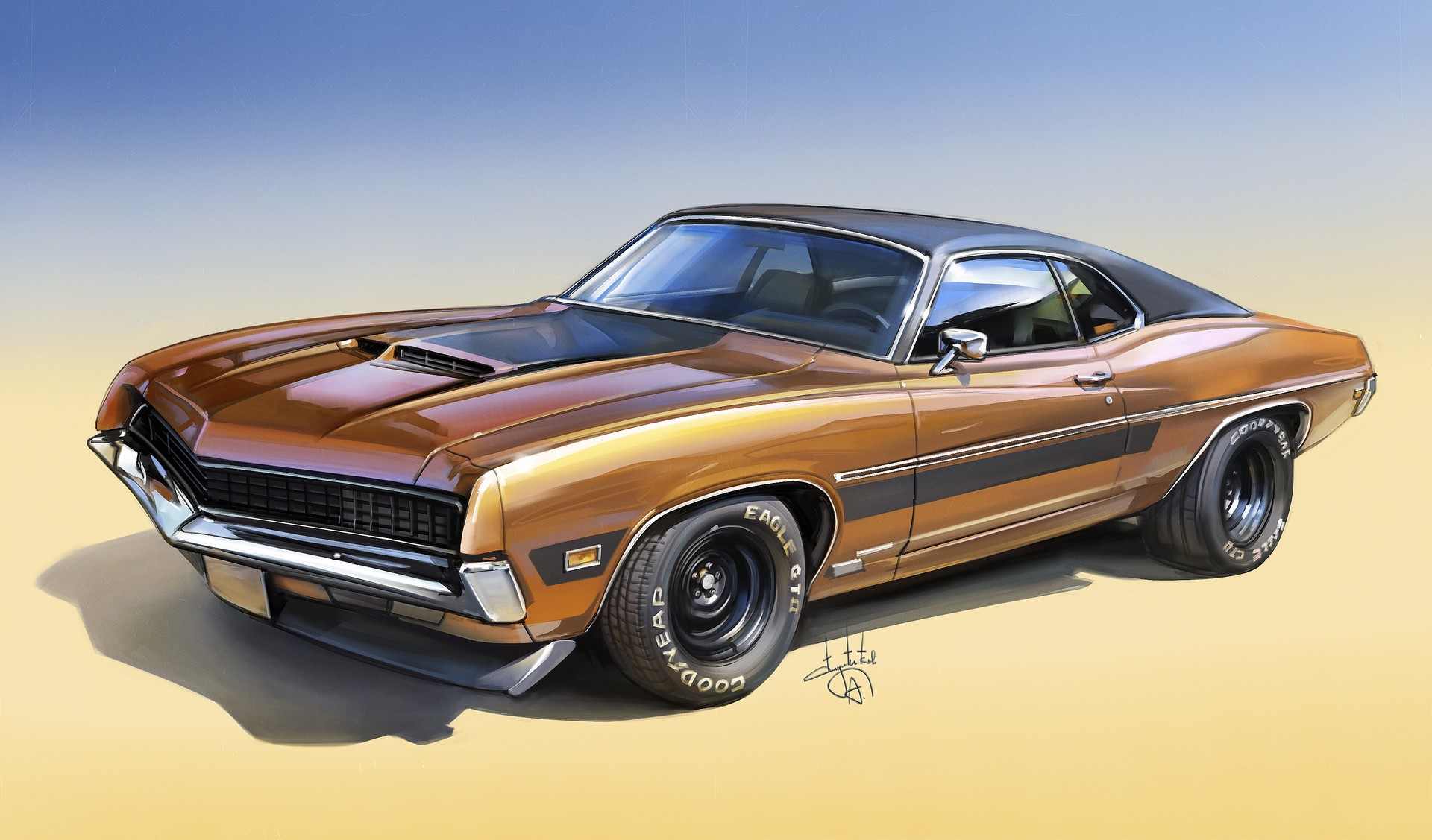1970 Ford Torino GT by Aleksandr Sidelnikov HD Wallpaper
