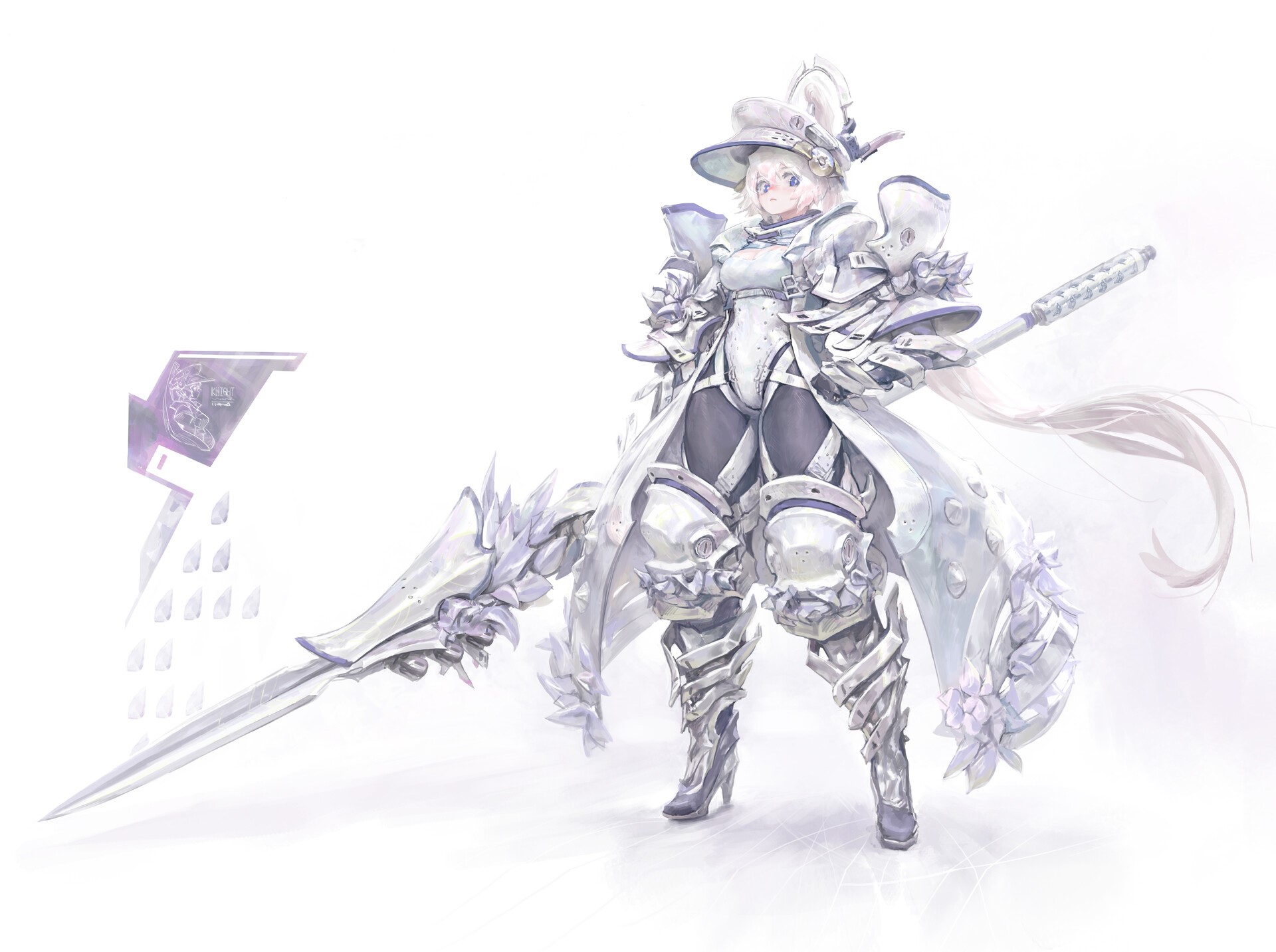 Fantasy knight with spear and armor HD Wallpaper