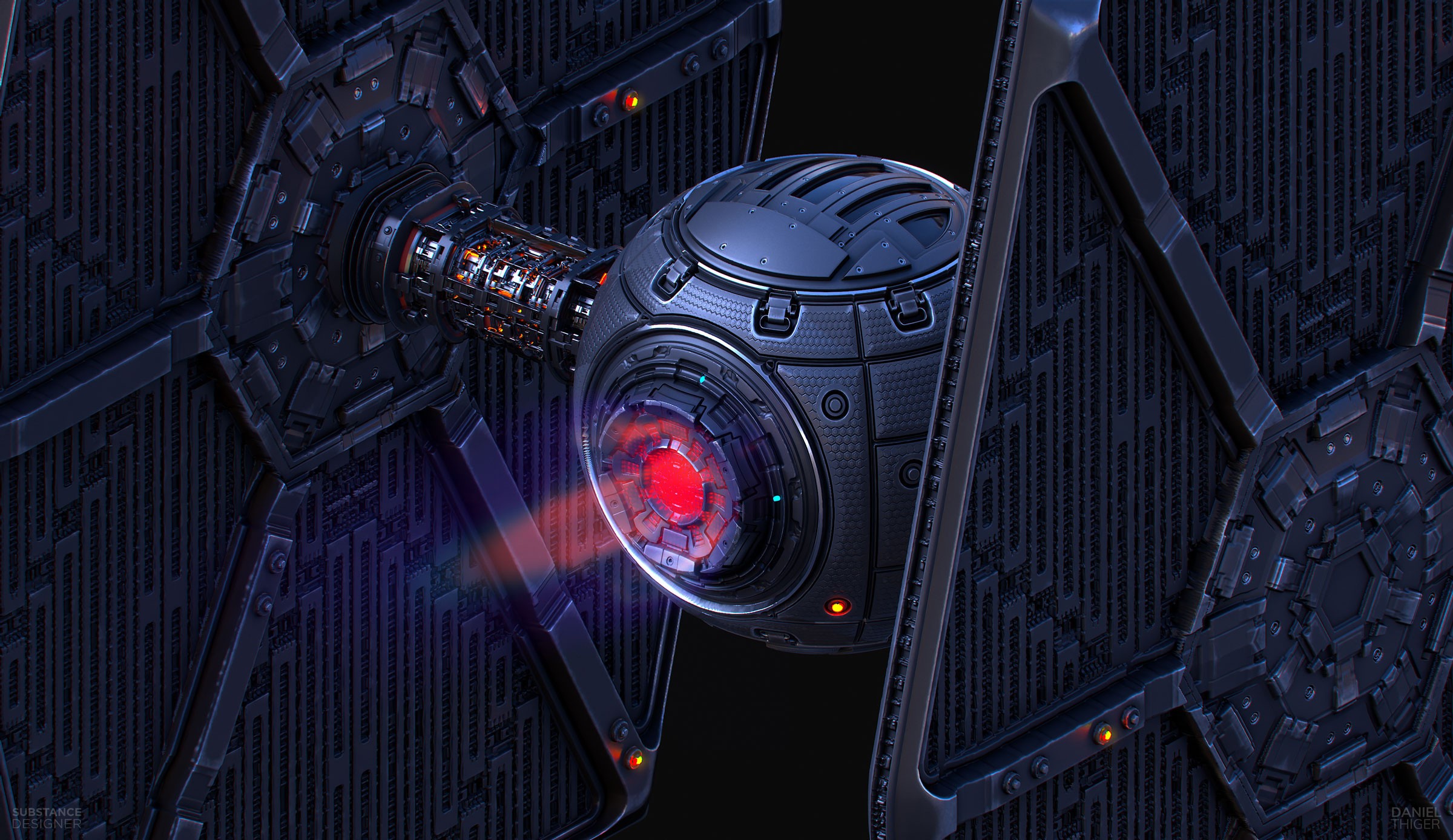 Close-up of a futuristic TIE Fighter cockpit HD Wallpaper