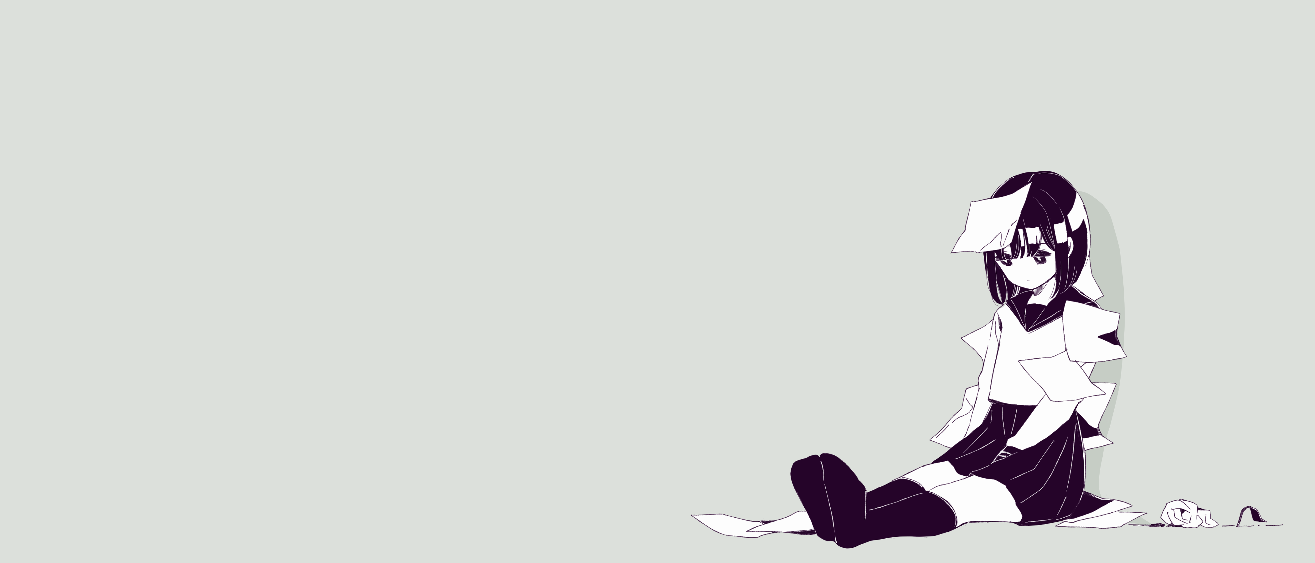 Anime girl in school uniform with paper HD Wallpaper