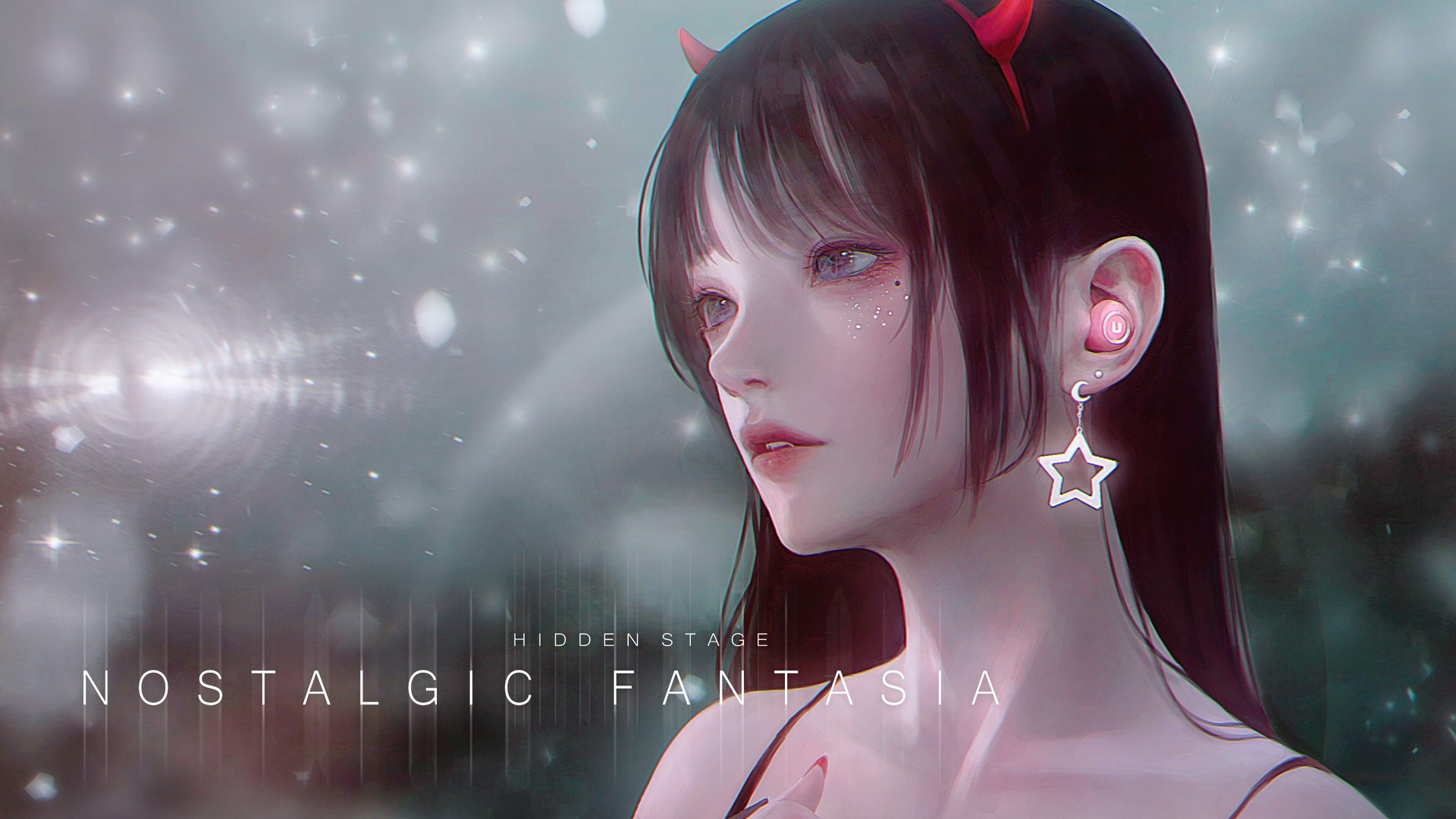Anime girl with horns and star earring HD Wallpaper