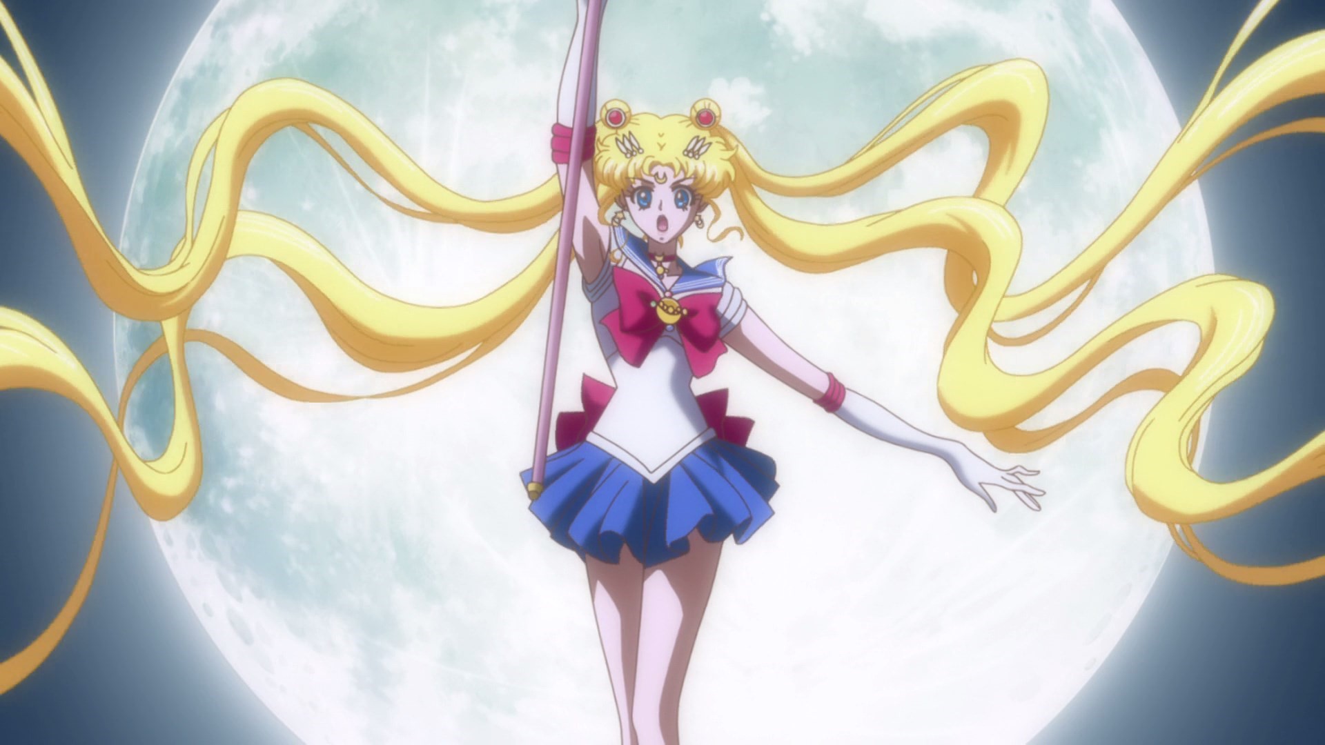 Sailor Moon with Moon in Background HD Wallpaper