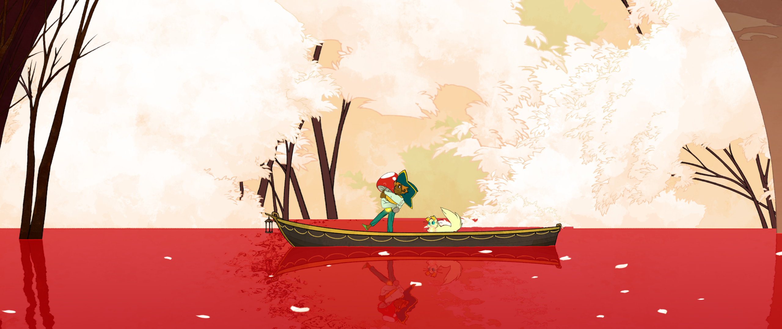 Spiritfarer: A character carries a mushroom on a boat HD Wallpaper