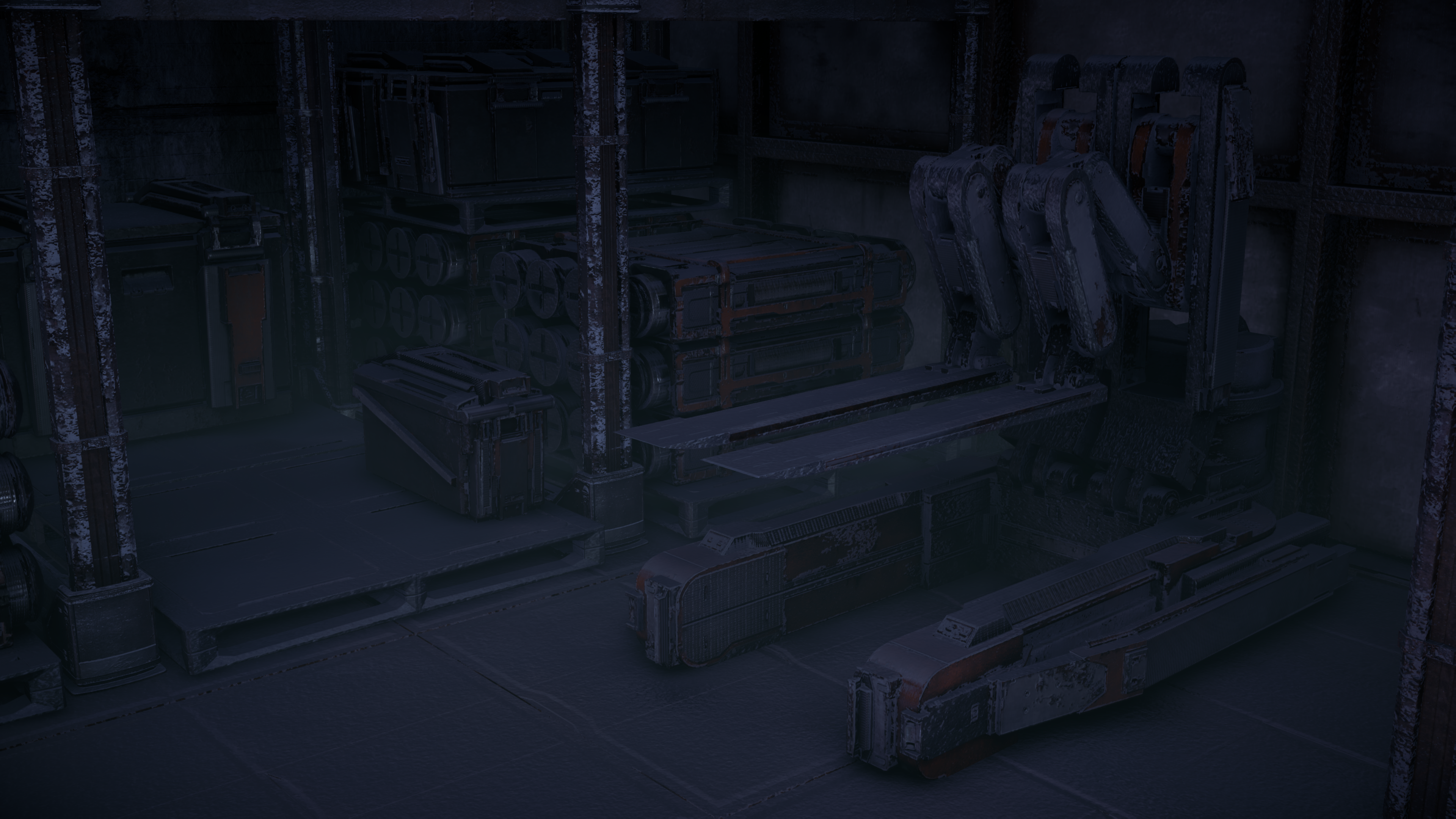 Robotic arms and crates in a warehouse HD Wallpaper