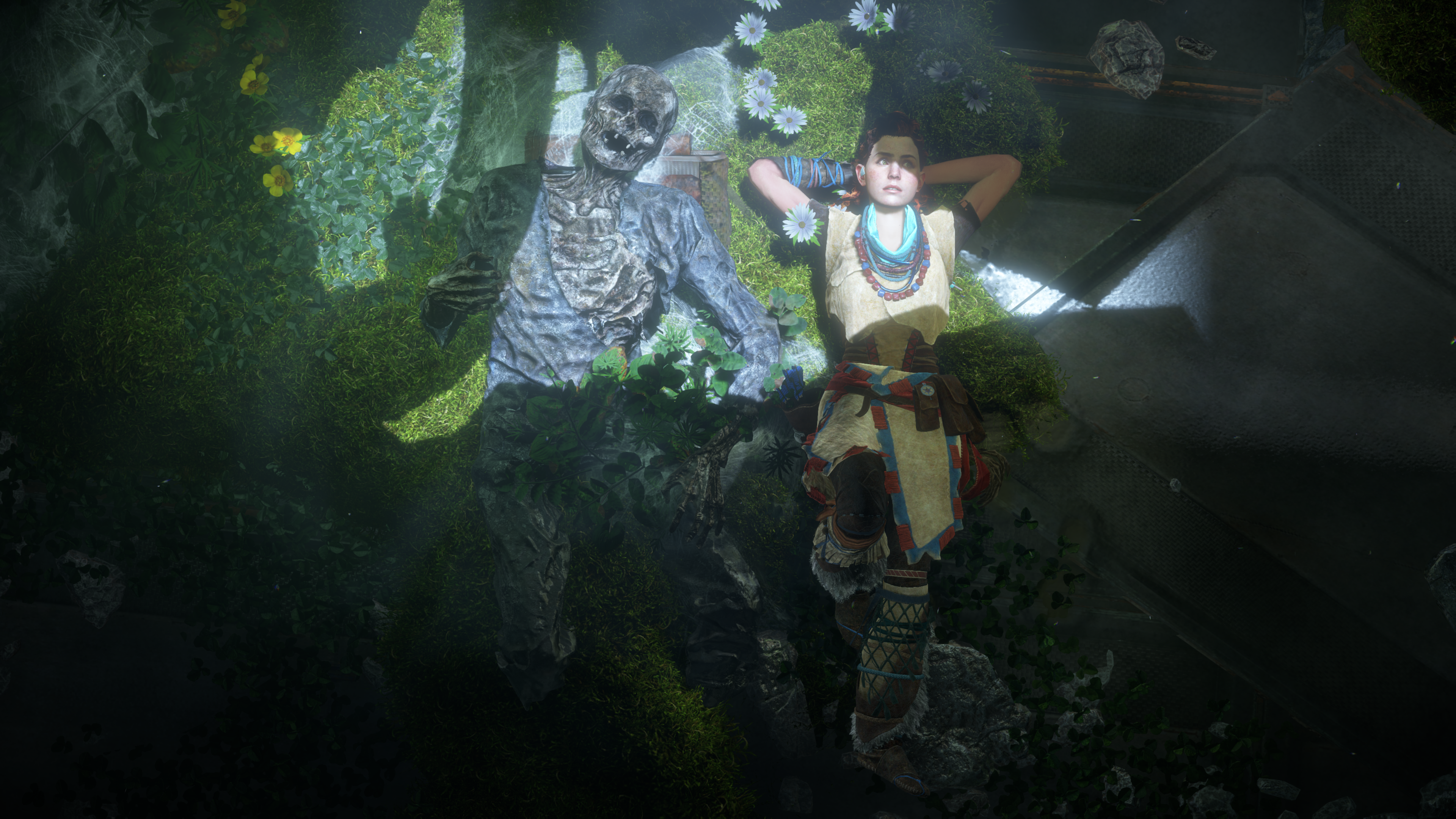 Aloy from Horizon Zero Dawn with a corpse HD Wallpaper