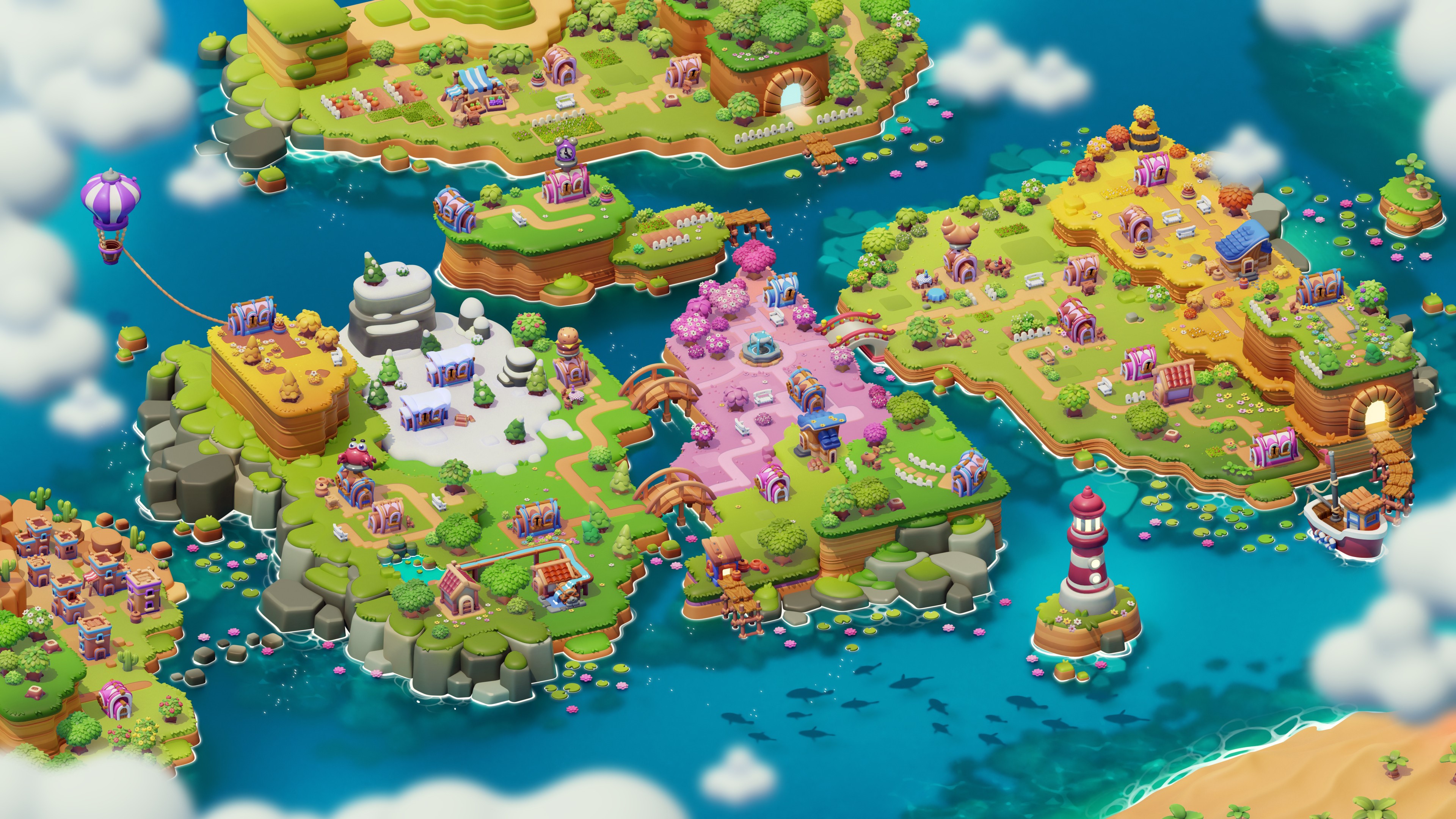 4K Island Digital Art with Water and Colorful Scenery HD Wallpaper