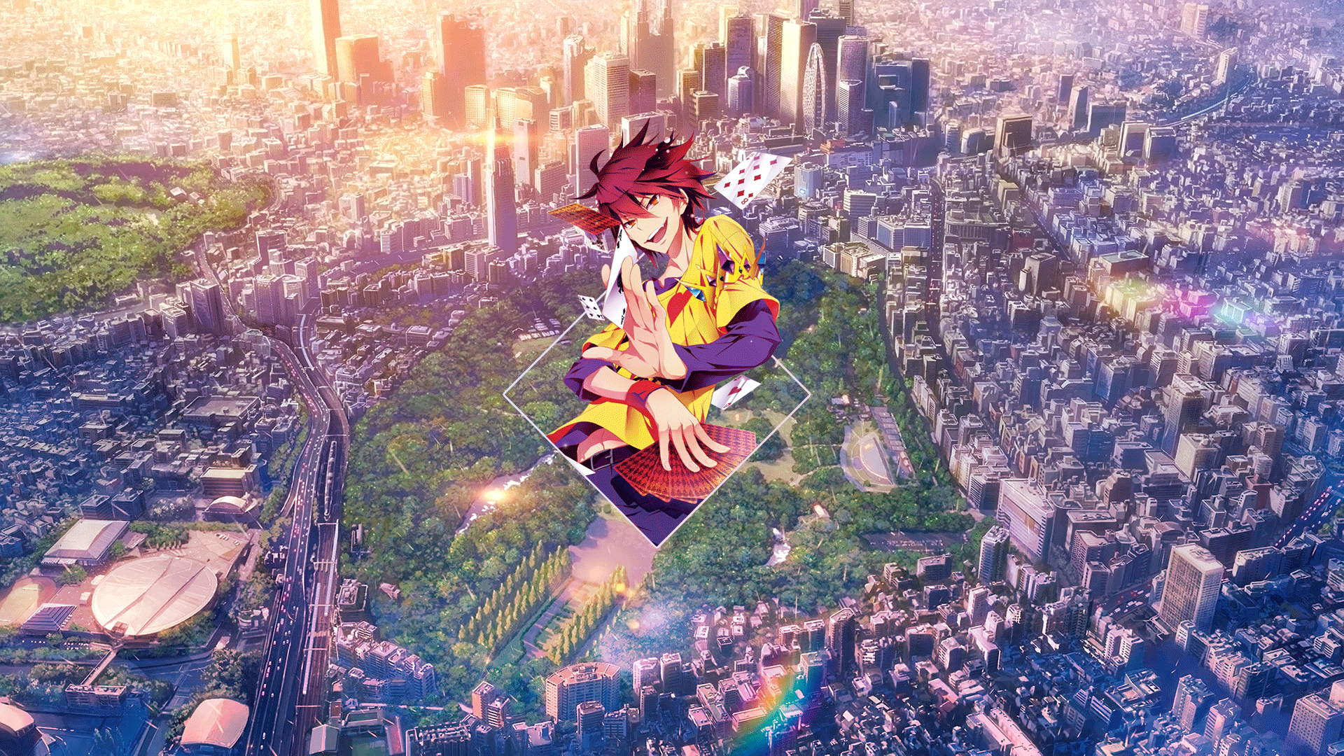 Sora from No Game No Life in a city HD Wallpaper