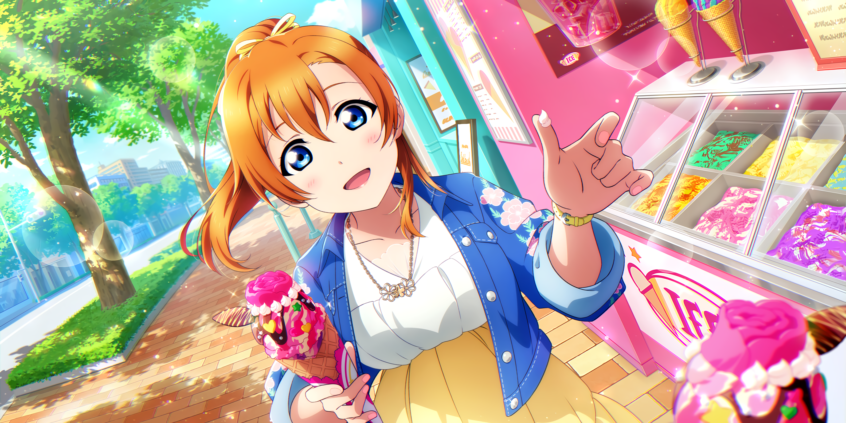 Kousaka Honoka from Love Live! Sunshine holding an ice cream cone HD Wallpaper