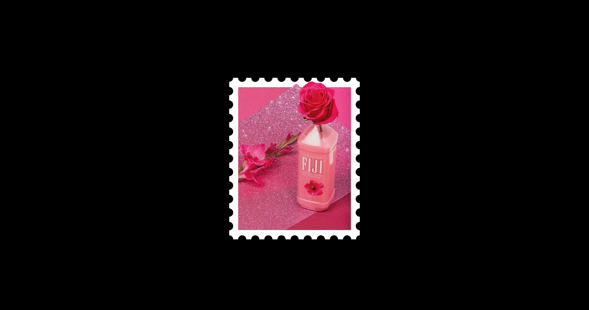 Fiji water bottle with pink rose and flower HD Wallpaper
