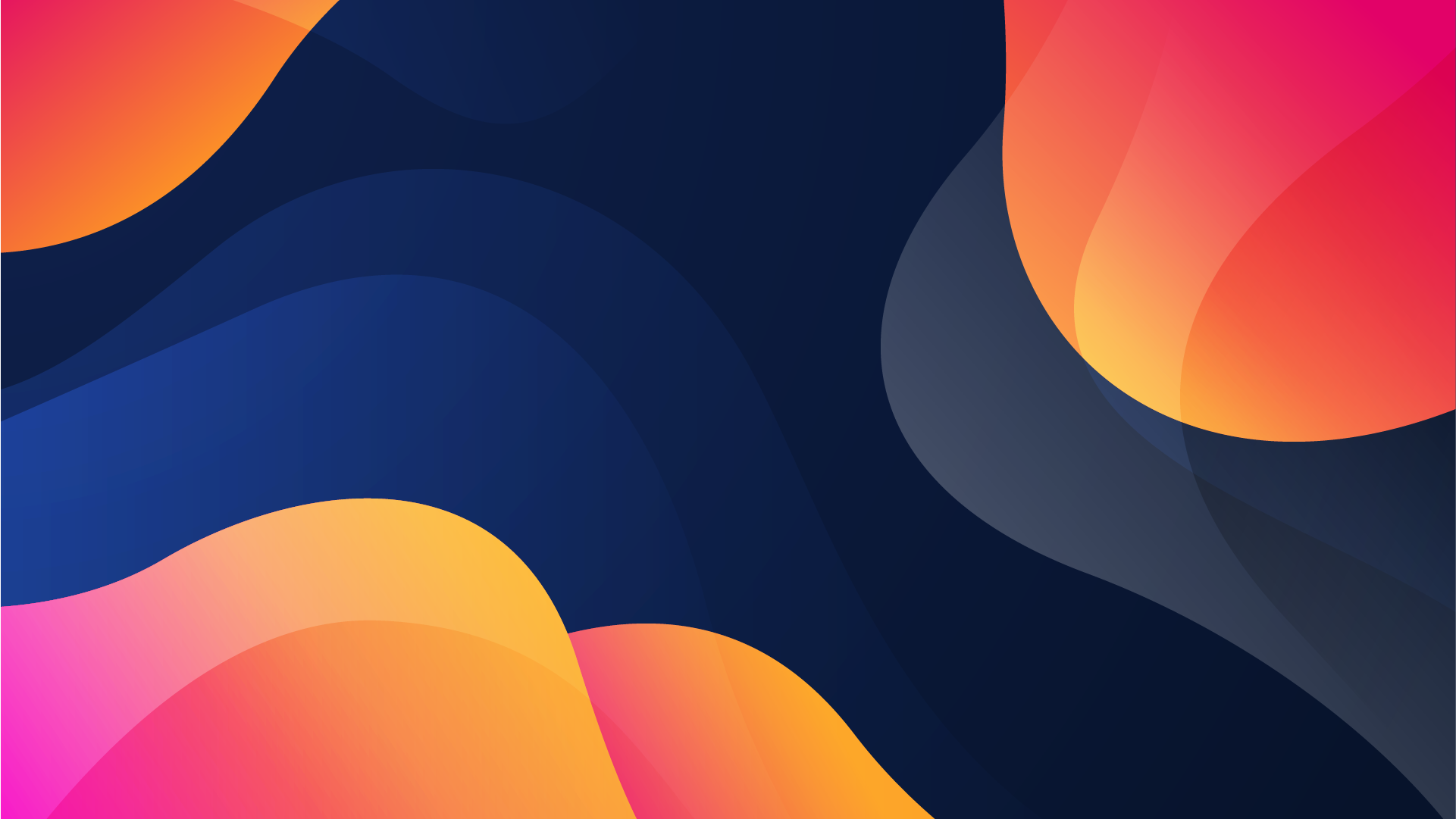 Abstract colorful wavy shapes on dark blue background HD Wallpaper