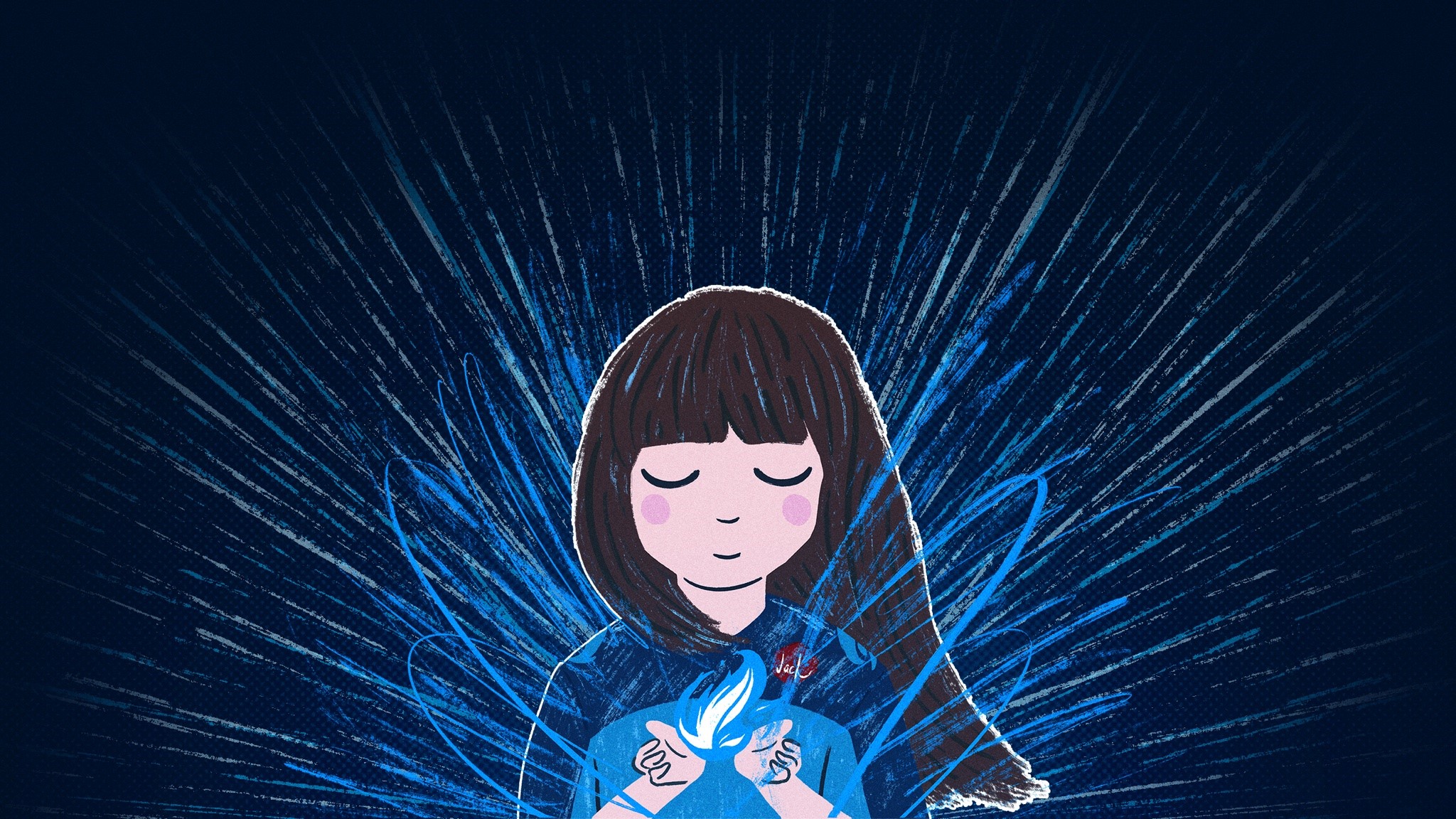 Girl holding blue flame with Overwatch League logo HD Wallpaper