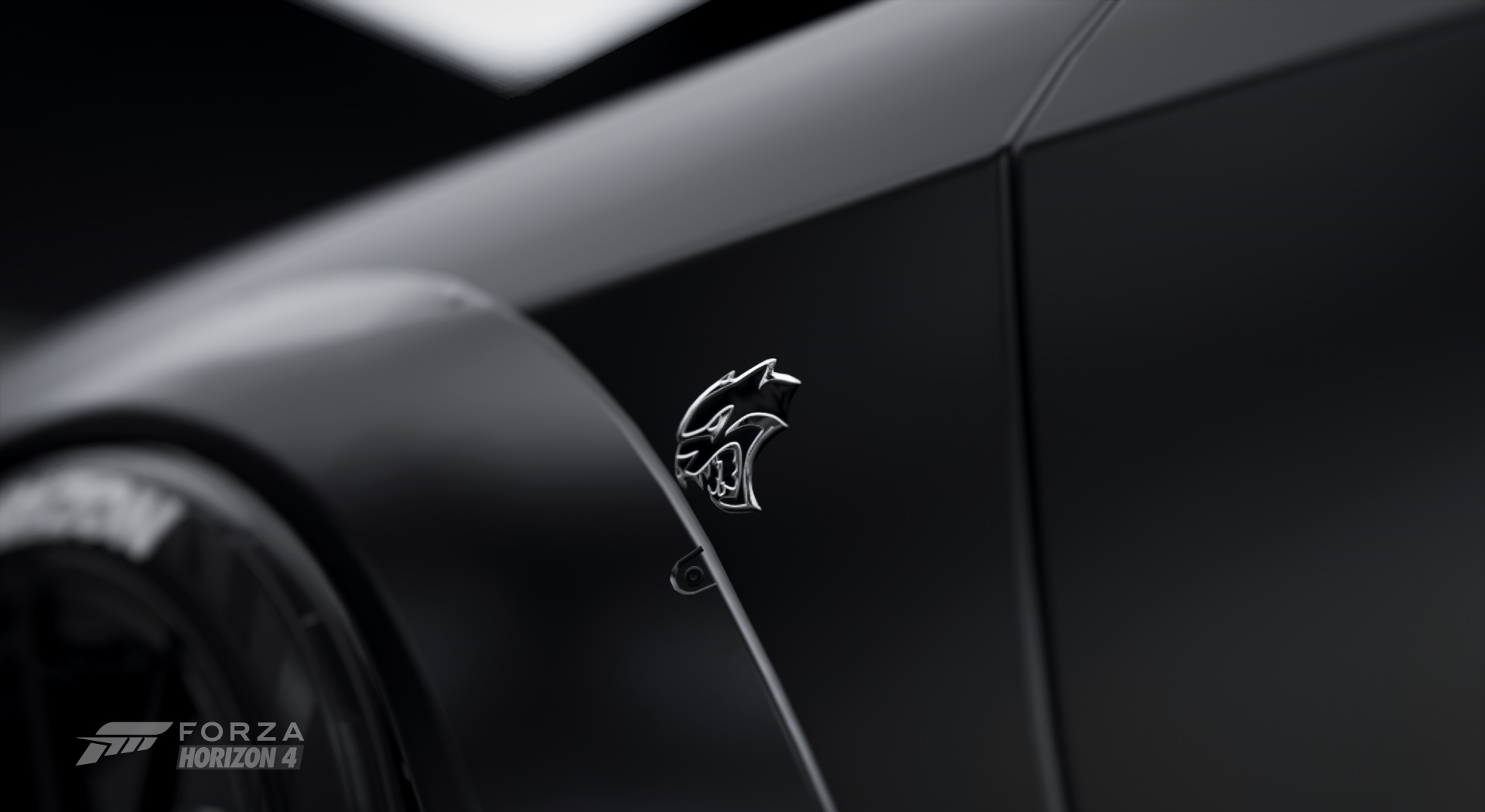 Dodge Challenger Hellcat Widebody emblem in Forza Horizon 4 HD Wallpaper