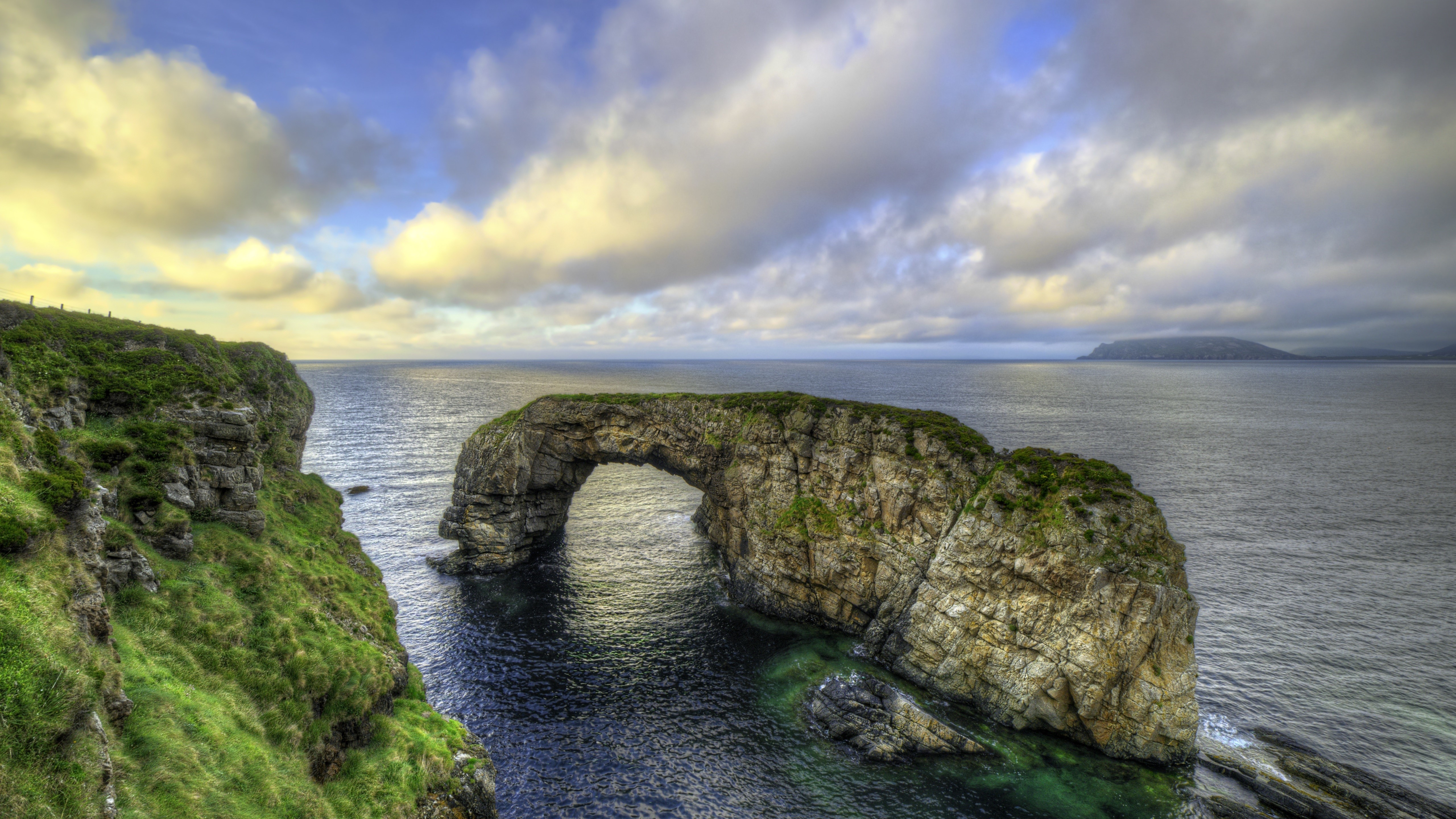 Natural rock arch in the sea, Ireland HD Wallpaper