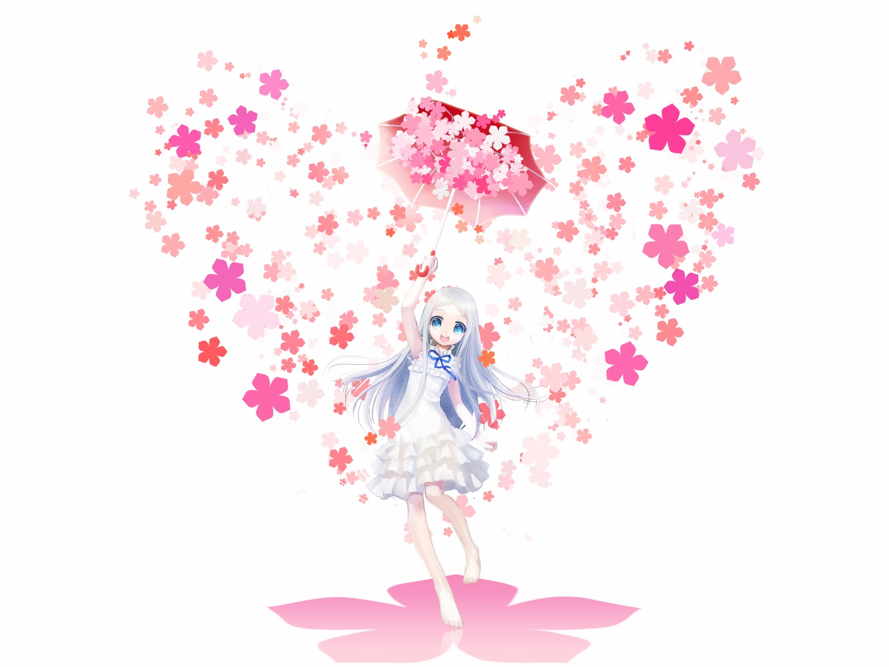 Menma from Anohana holding a flower umbrella HD Wallpaper