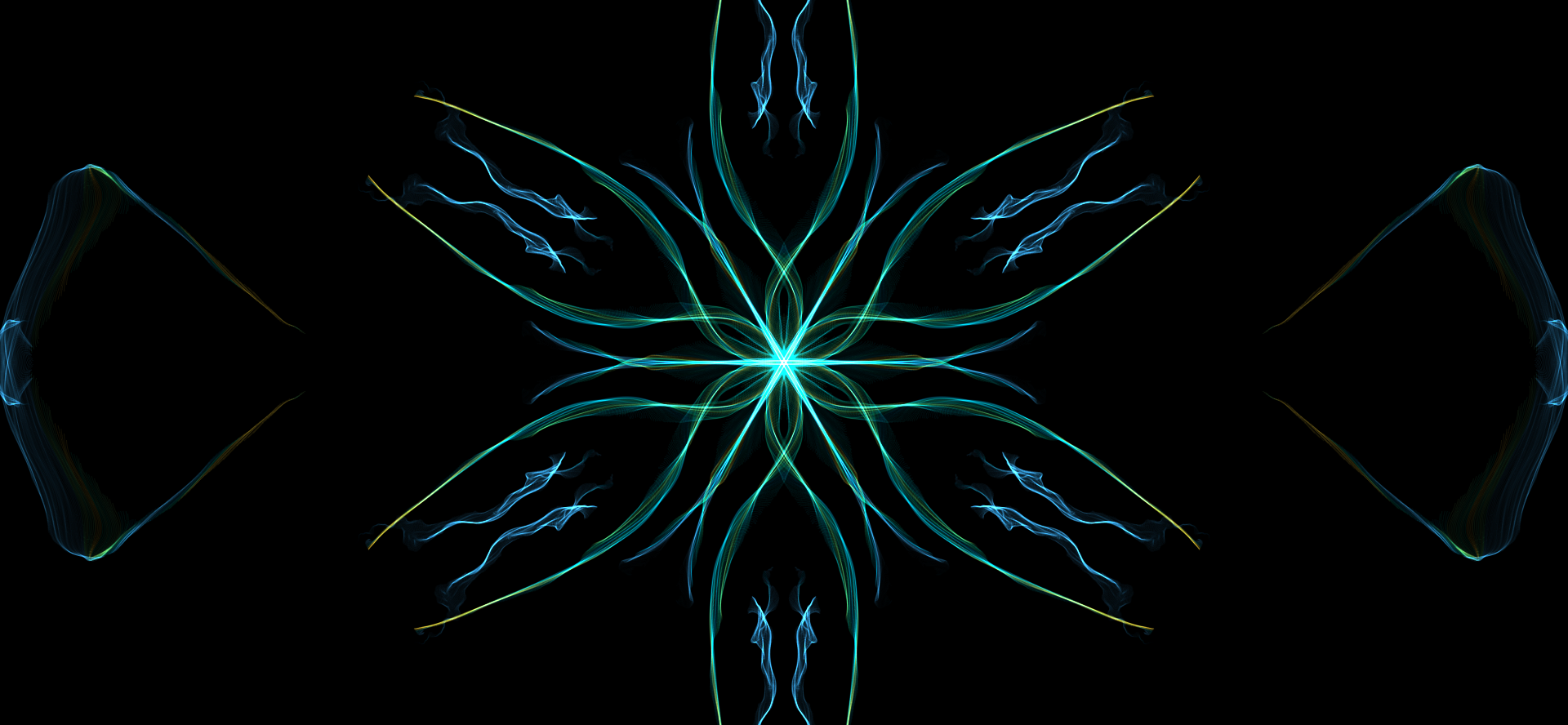 Abstract digital art with teal and yellow lines HD Wallpaper