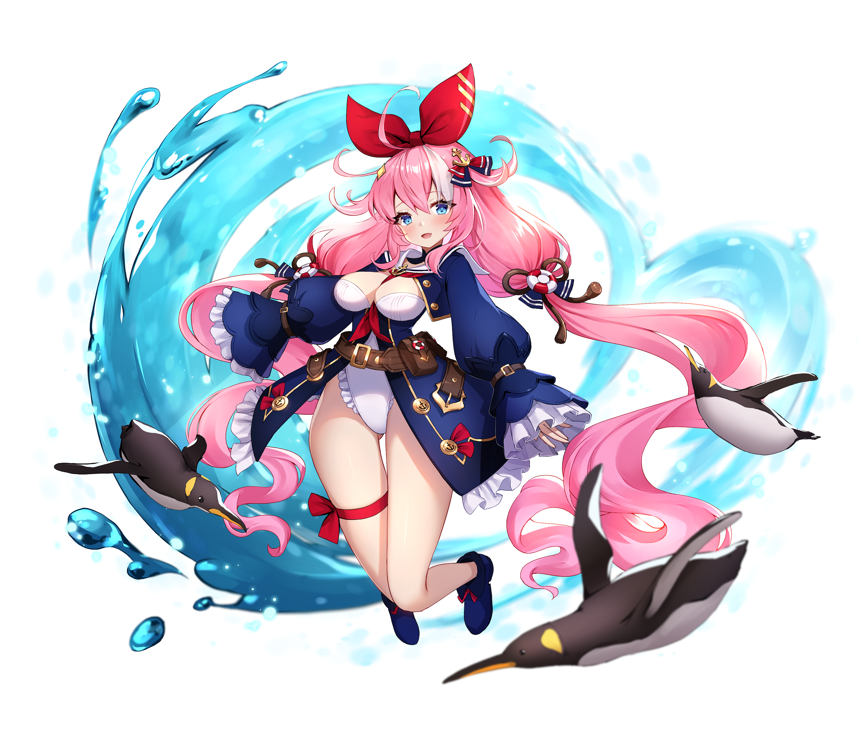 Ankkoyom from Kings Raid with penguins and water HD Wallpaper