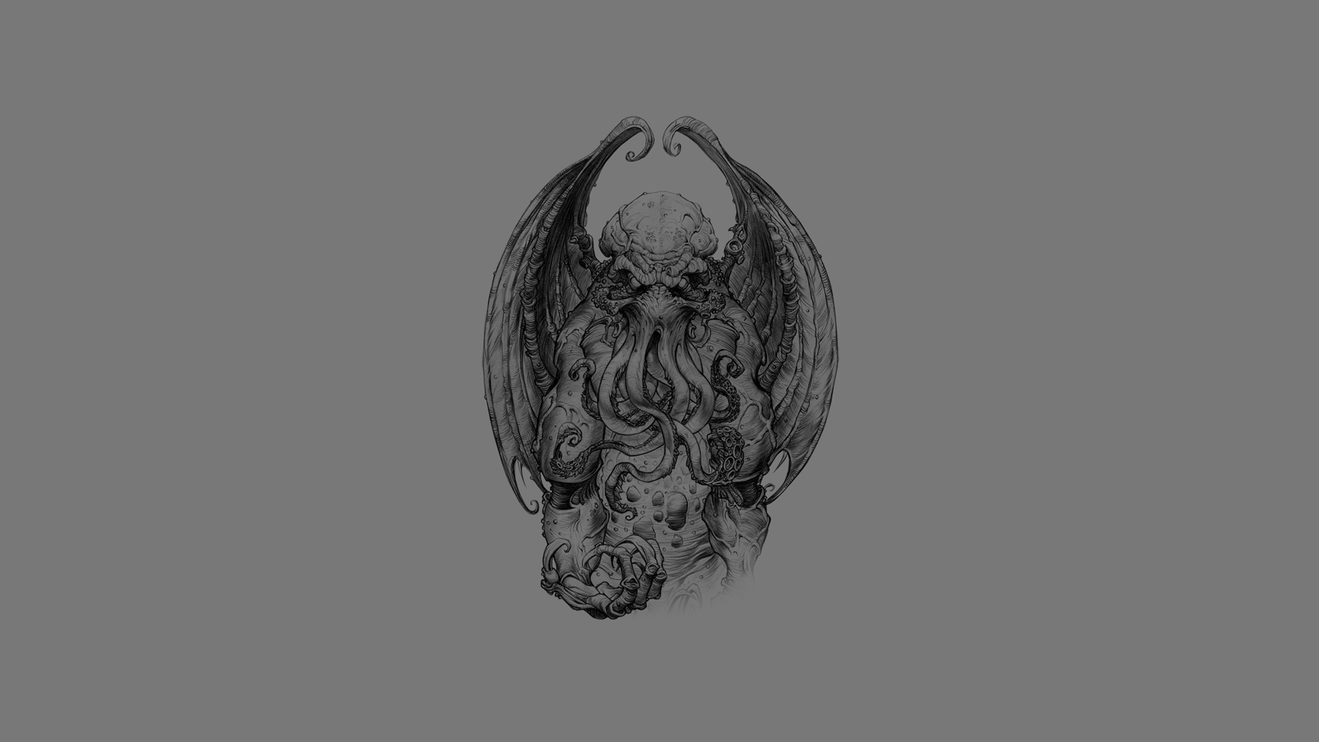 Cthulhu creature with wings and tentacles HD Wallpaper